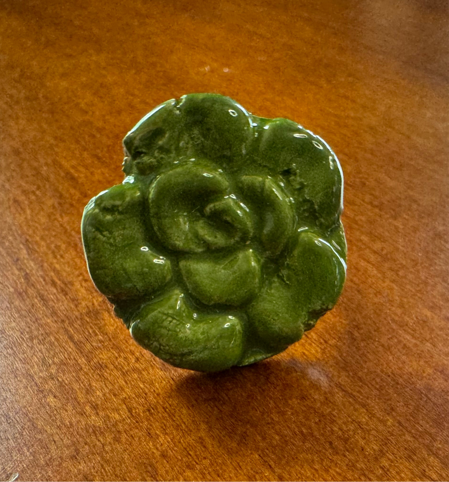 Green Ceramic Flower Ring