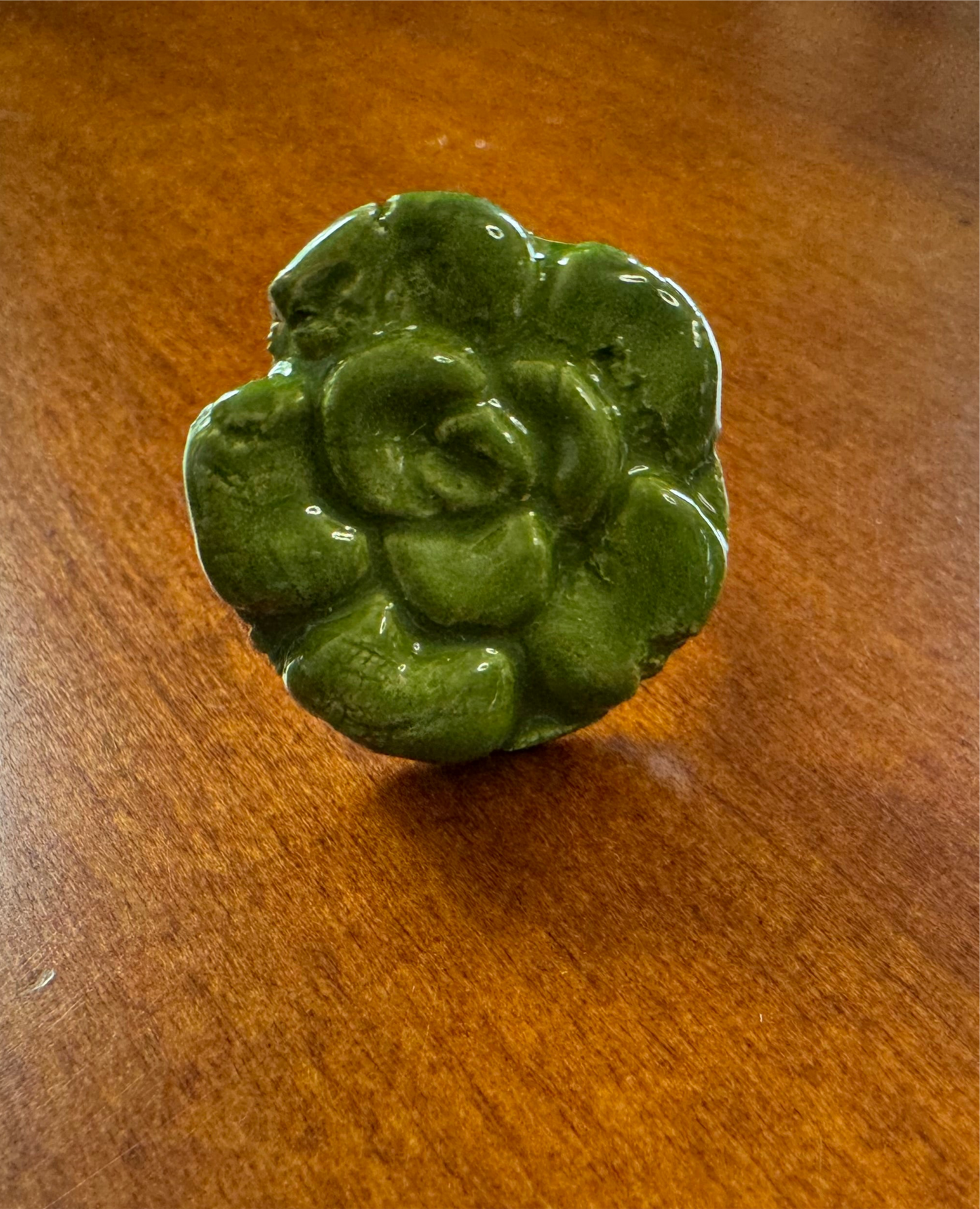 Green Ceramic Flower Ring