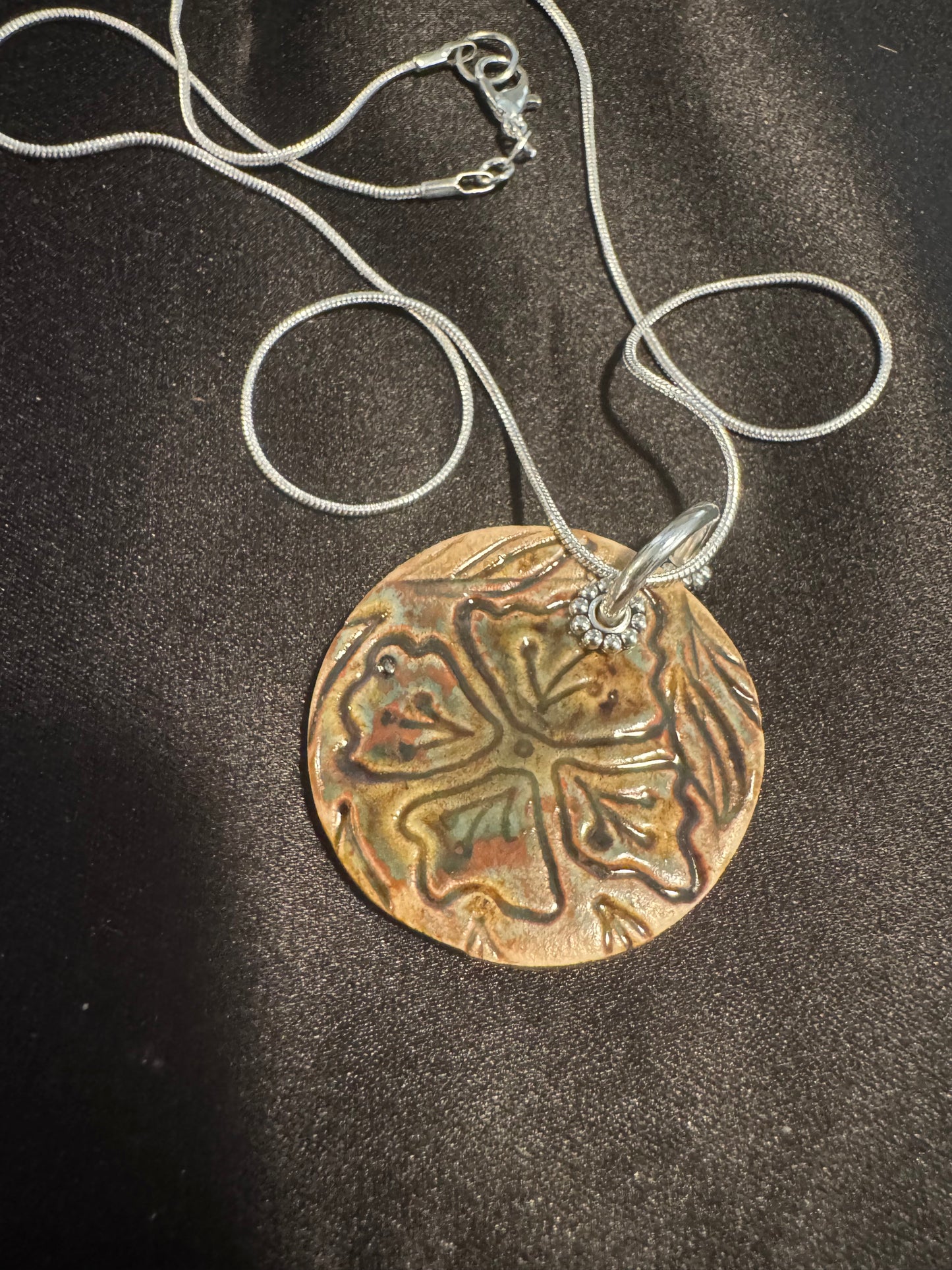 Fantasy Floral Ceramic Circle Necklace