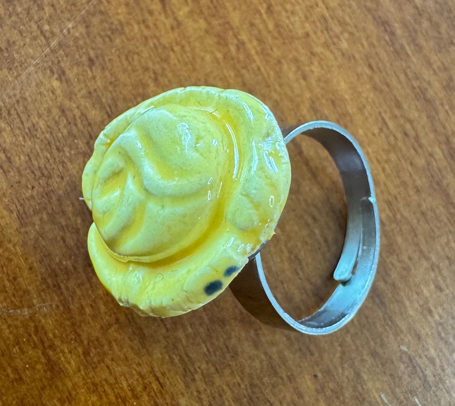 Yellow Ceramic Rose Flower Ring