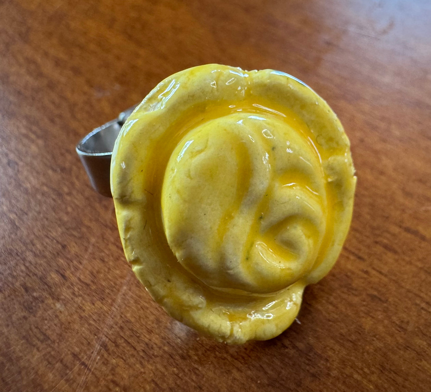 Yellow Ceramic Rose Flower Ring