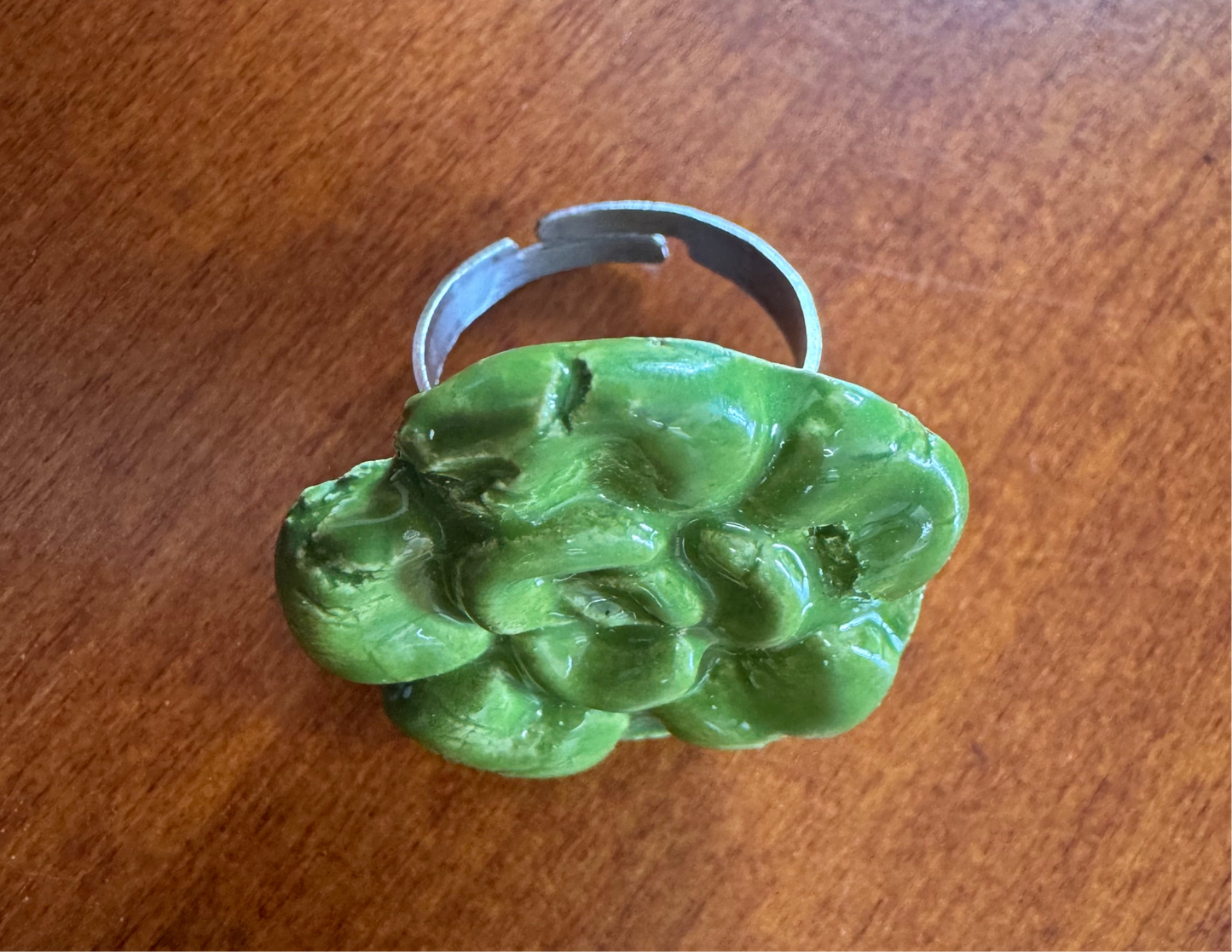 Green Ceramic Flower Ring