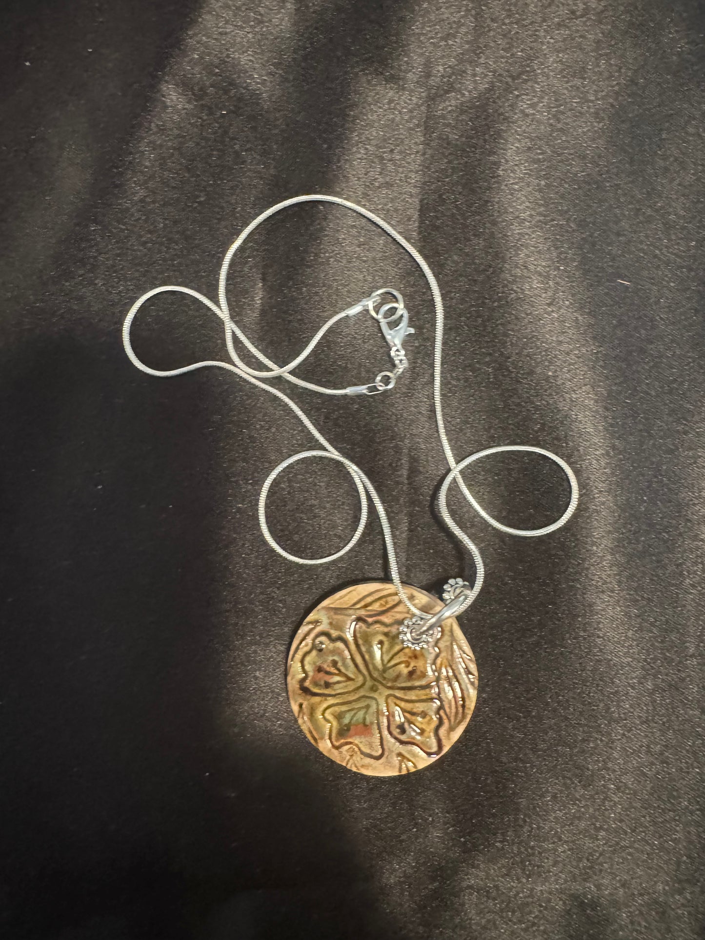 Fantasy Floral Ceramic Circle Necklace