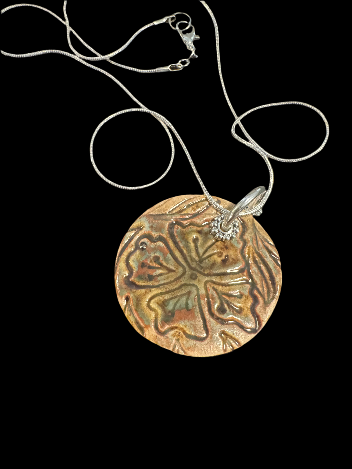 Fantasy Floral Ceramic Circle Necklace
