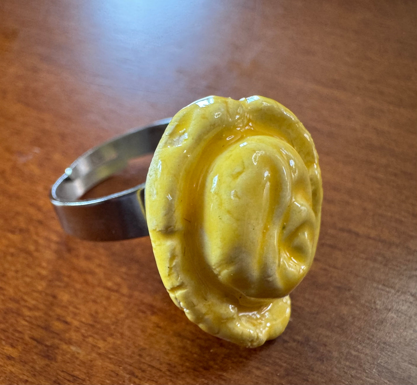 Yellow Ceramic Rose Flower Ring