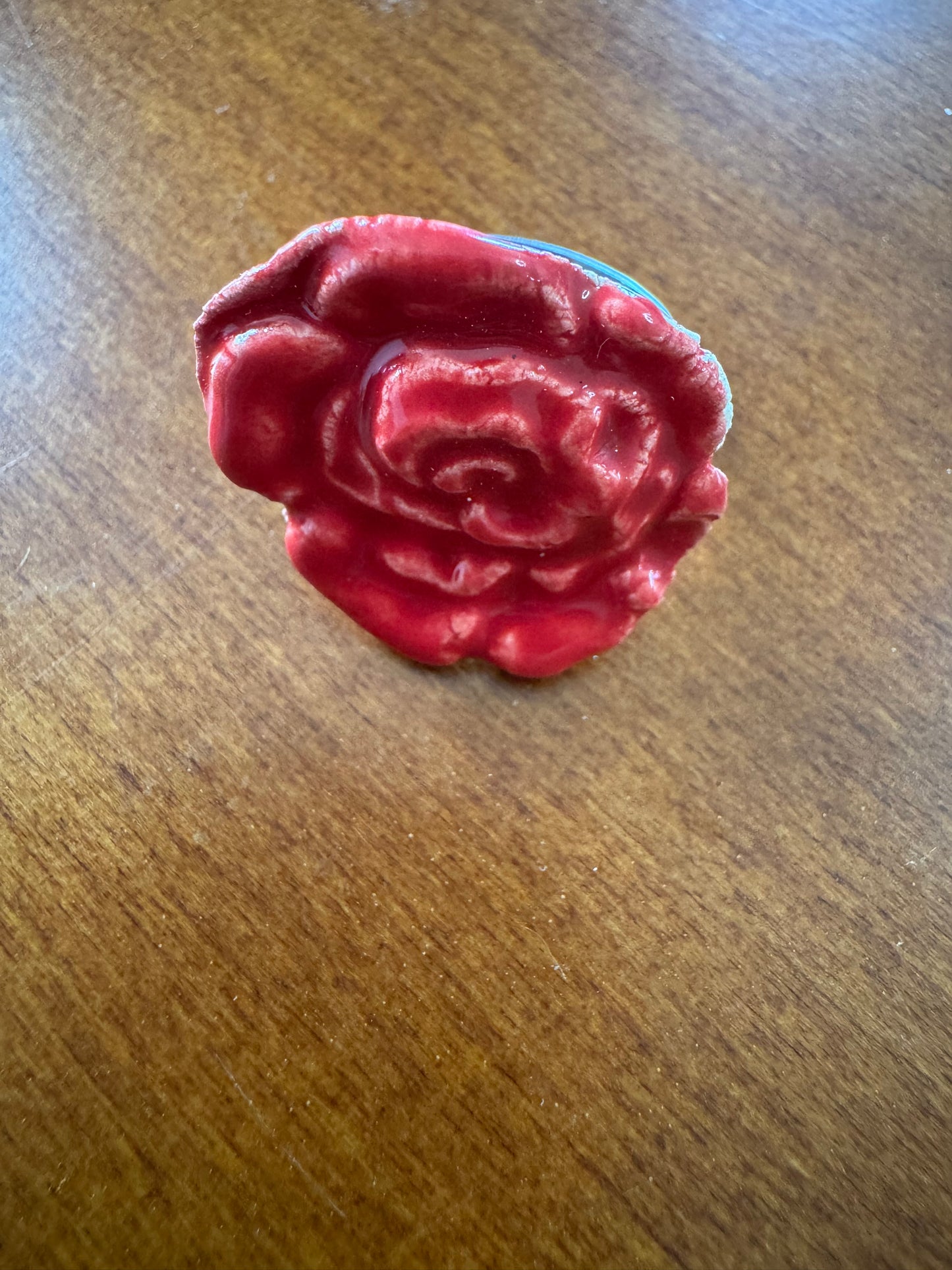 Red Ceramic Flower Ring