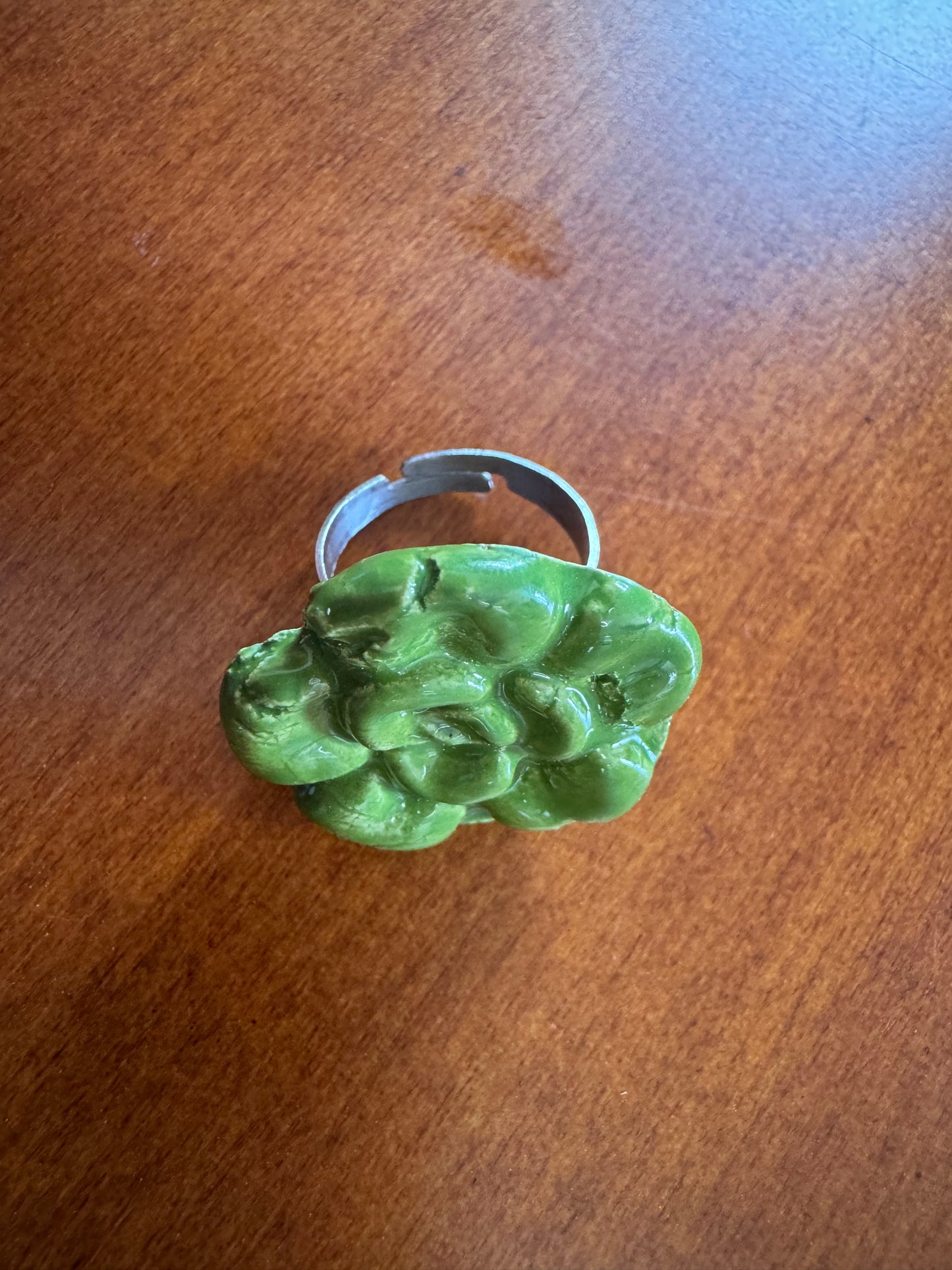 Green Ceramic Flower Ring