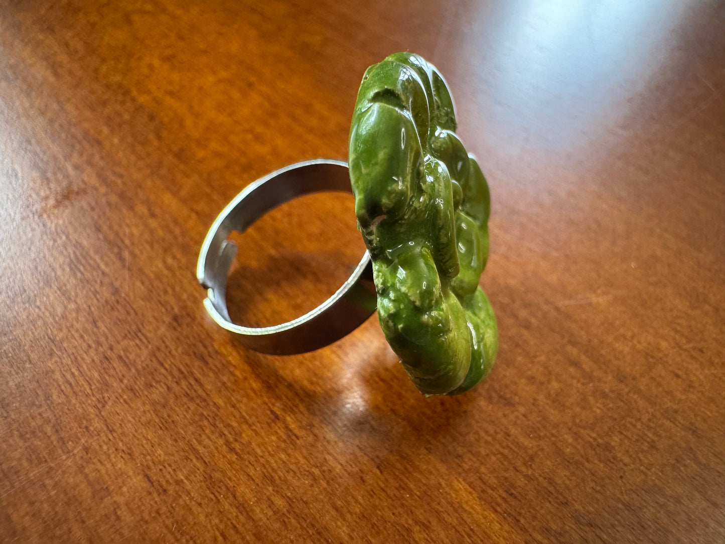 Green Ceramic Flower Ring