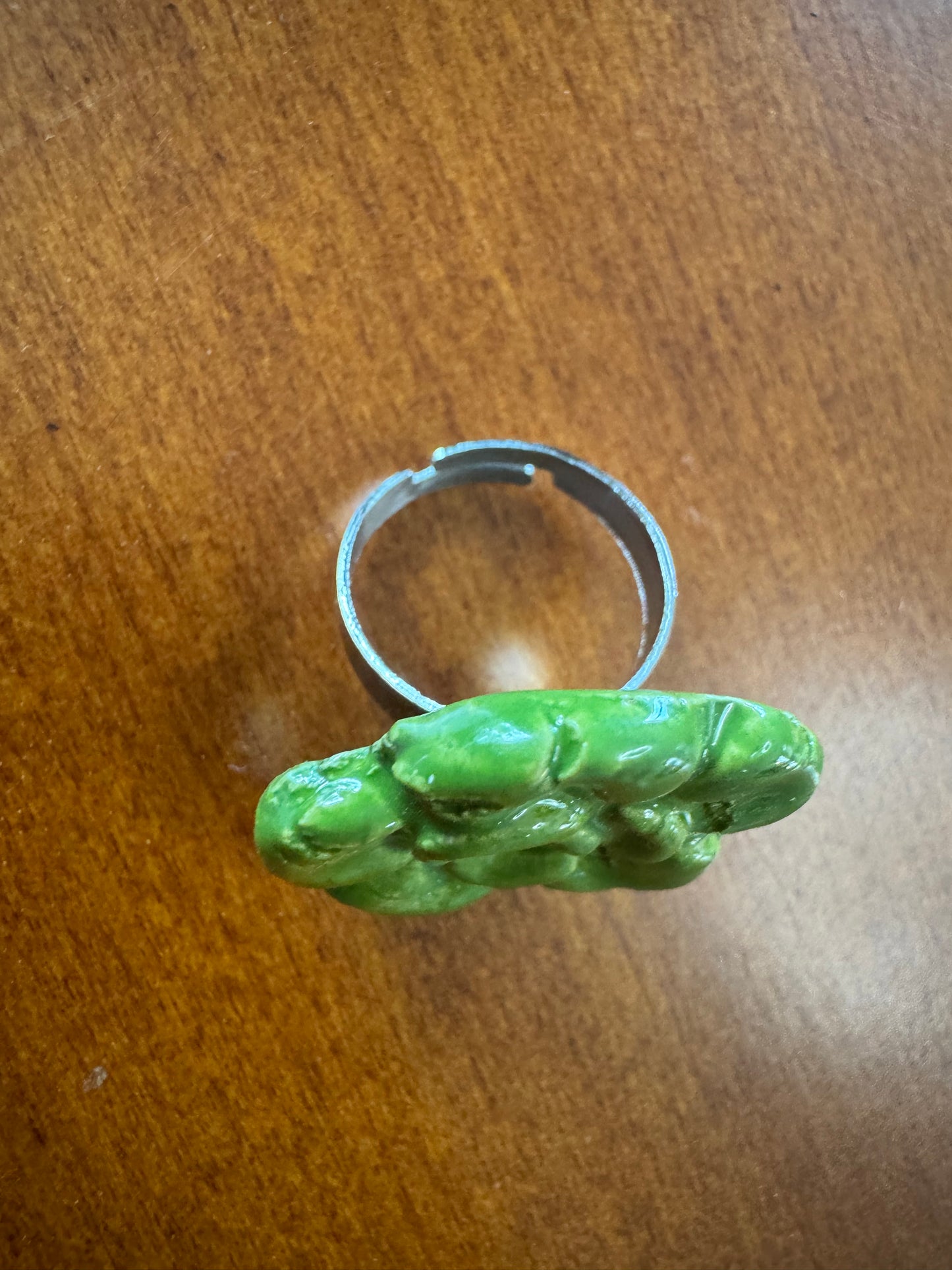 Green Ceramic Flower Ring