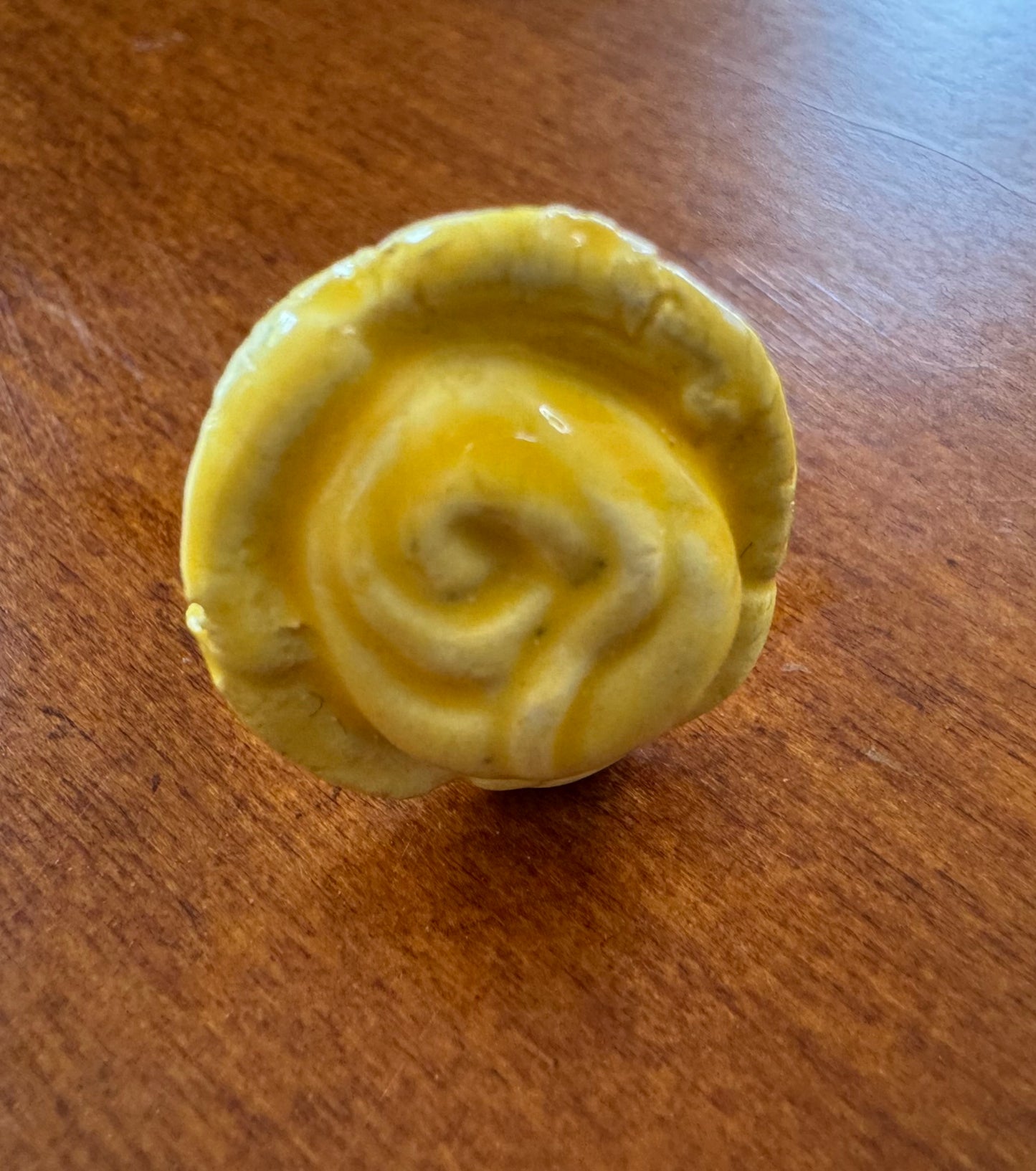 Yellow Ceramic Rose Flower Ring