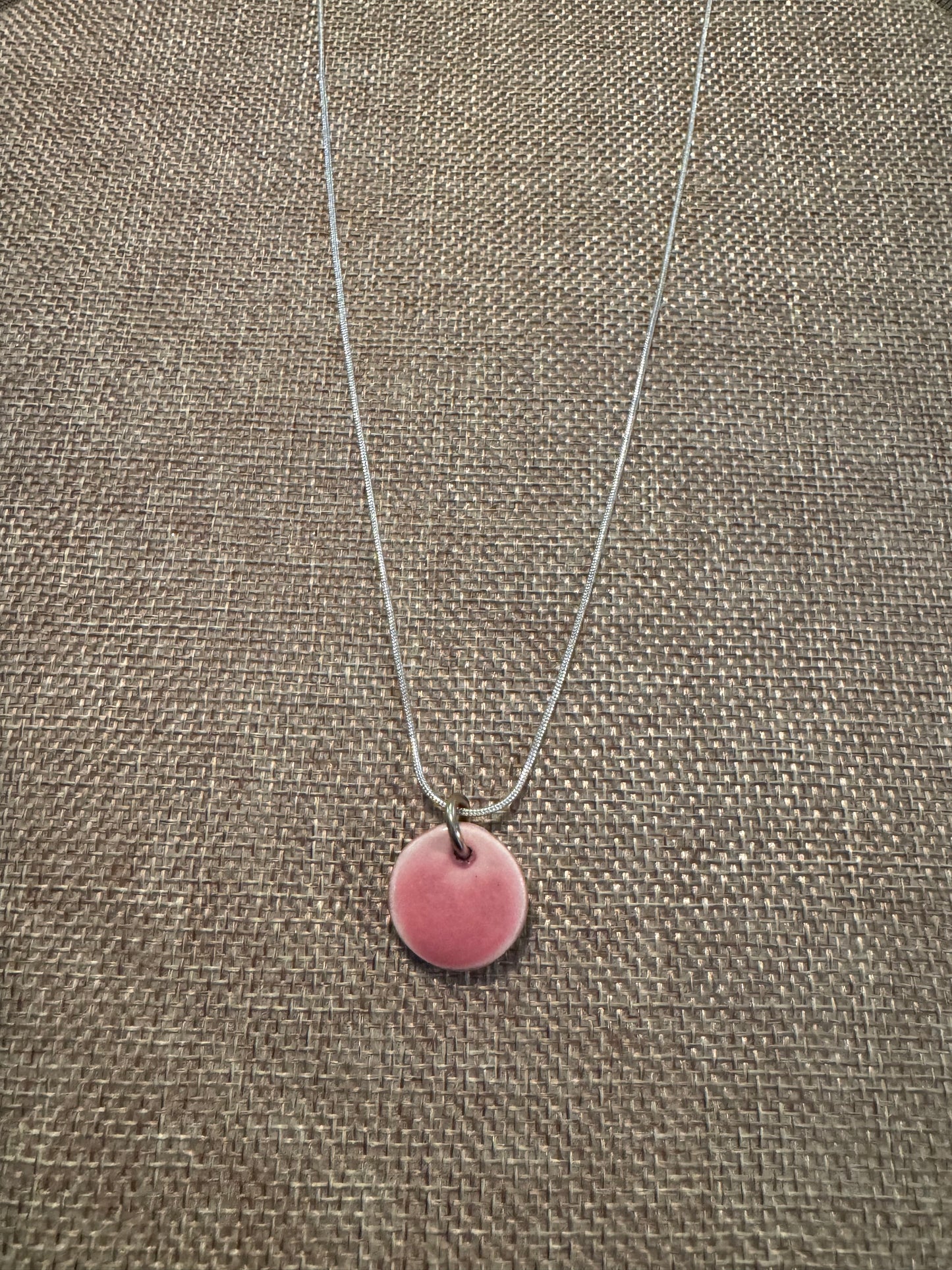 Pink Petite Ceramic Circle Necklace