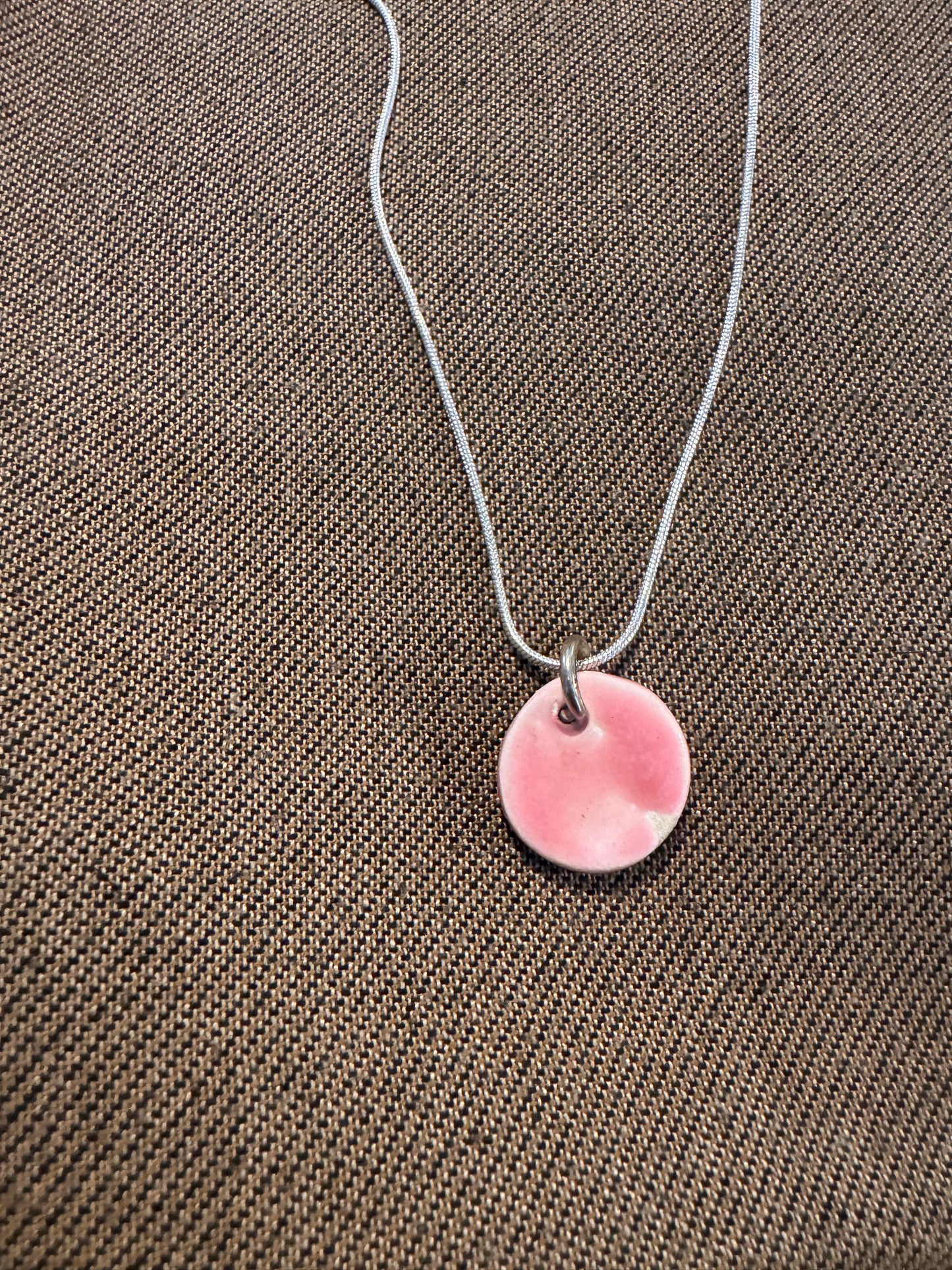 Pink Petite Ceramic Circle Necklace