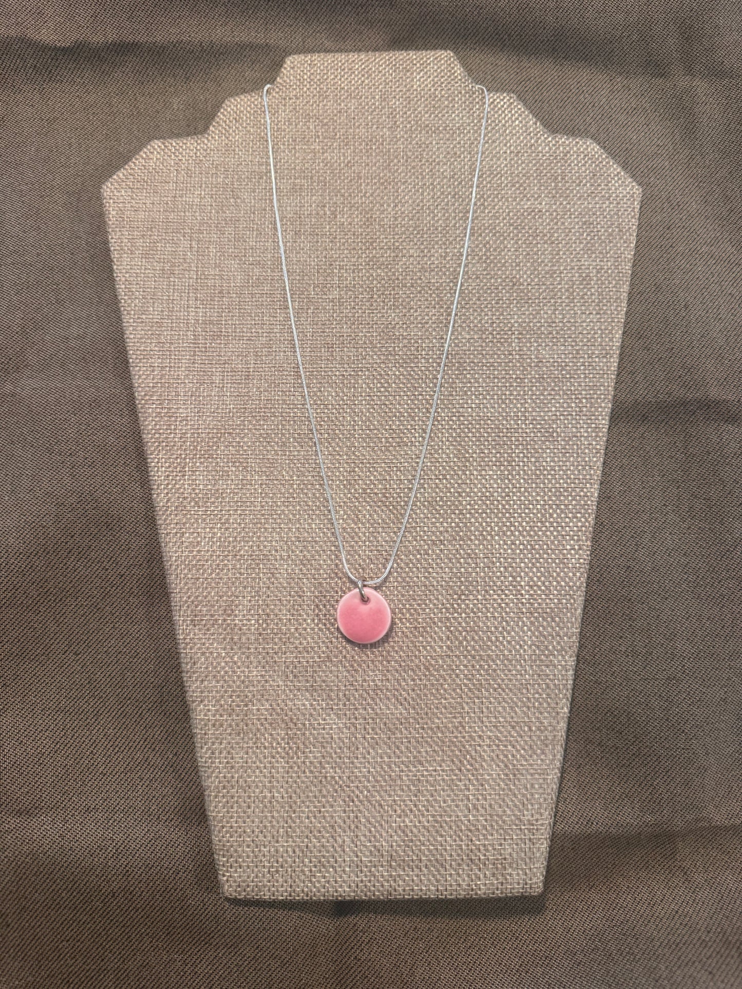 Pink Petite Ceramic Circle Necklace