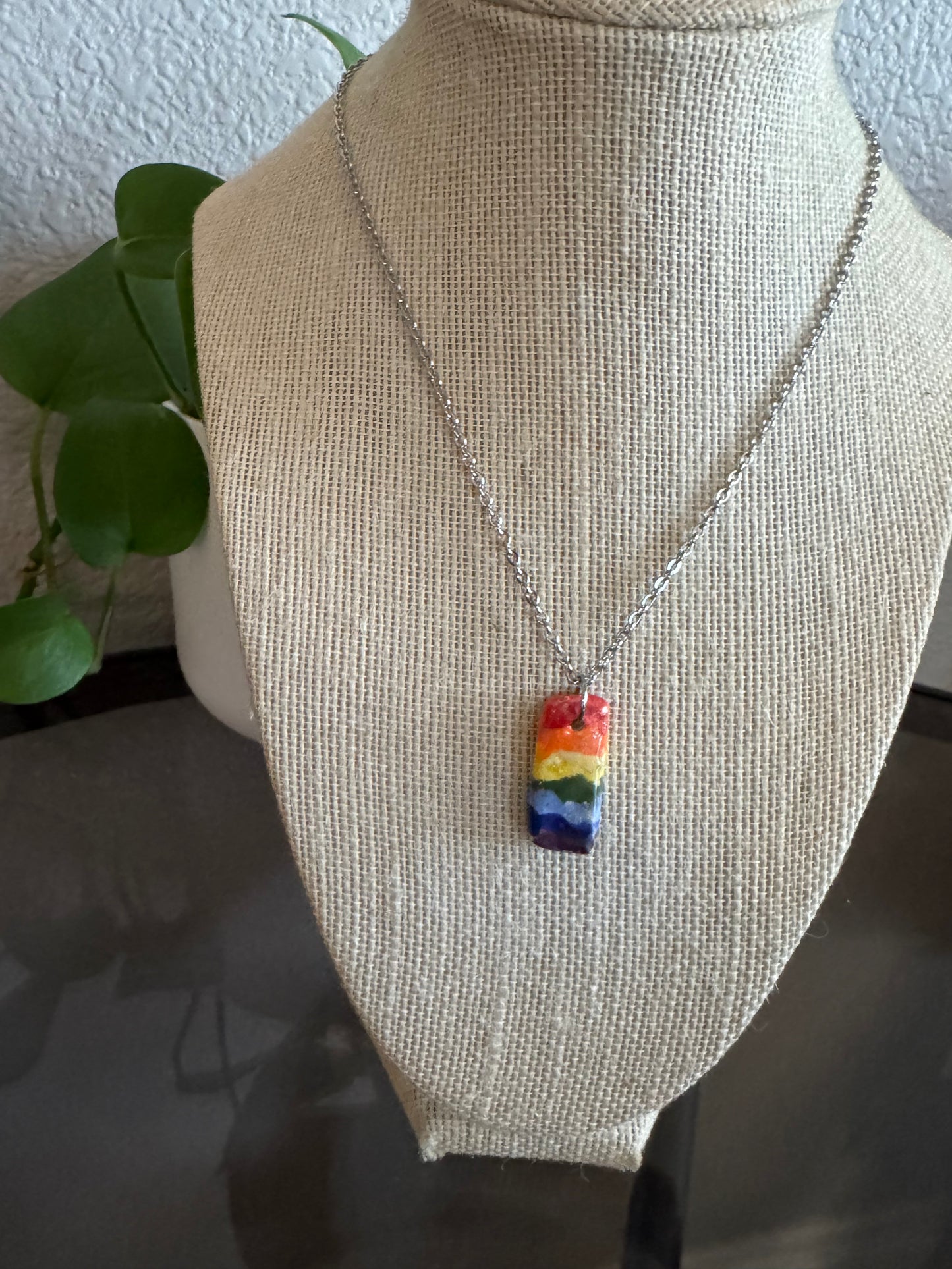 Rainbow Rectangle 16’ Necklace