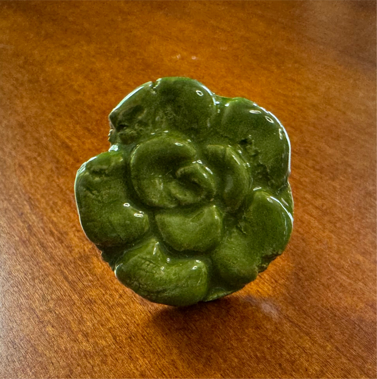 Green Ceramic Flower Ring
