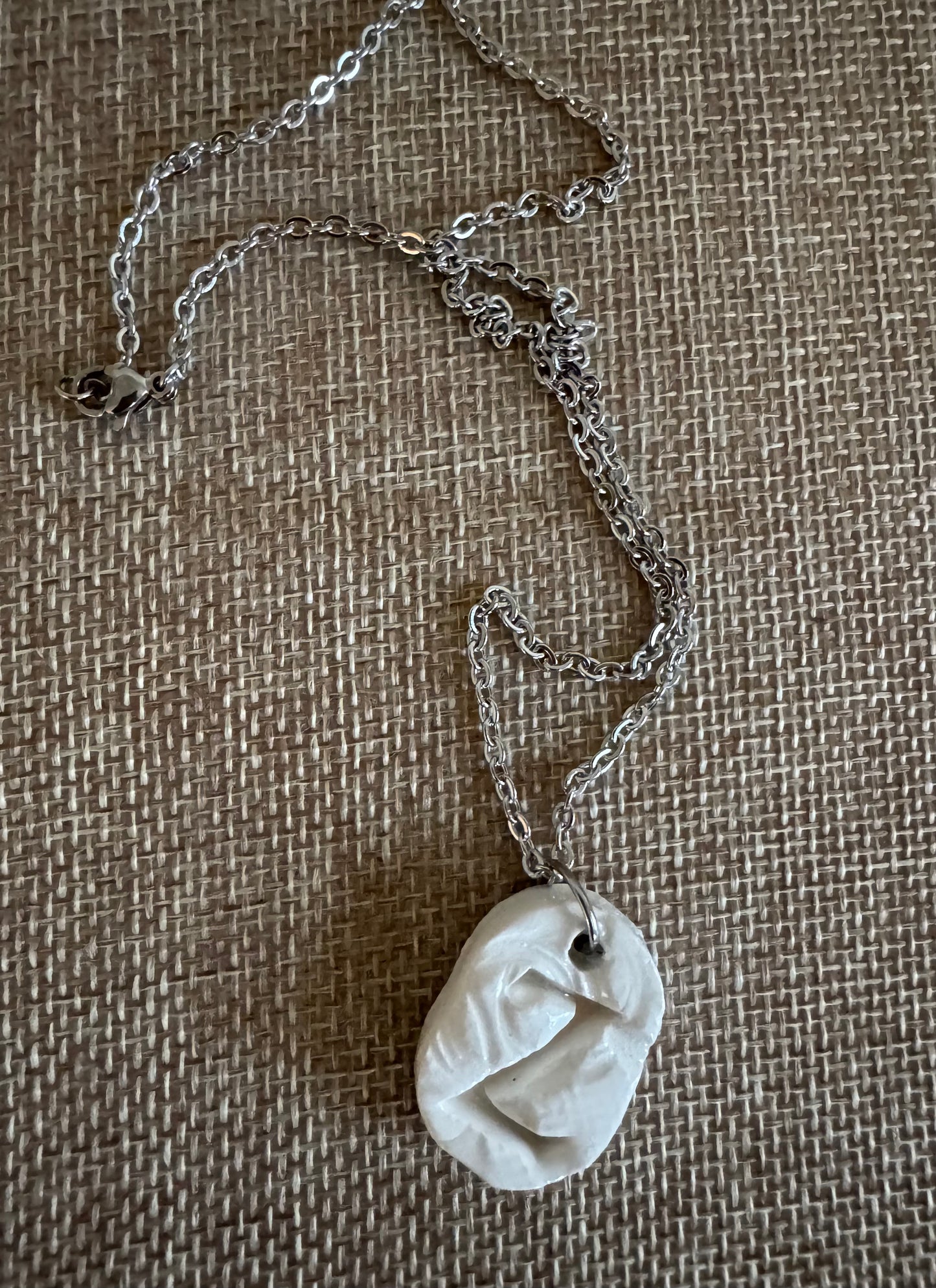 White Oval Z Necklace