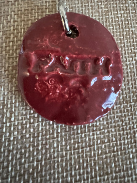 Faith Burgundy ChunkyCircle Ceramic 16’ Necklace