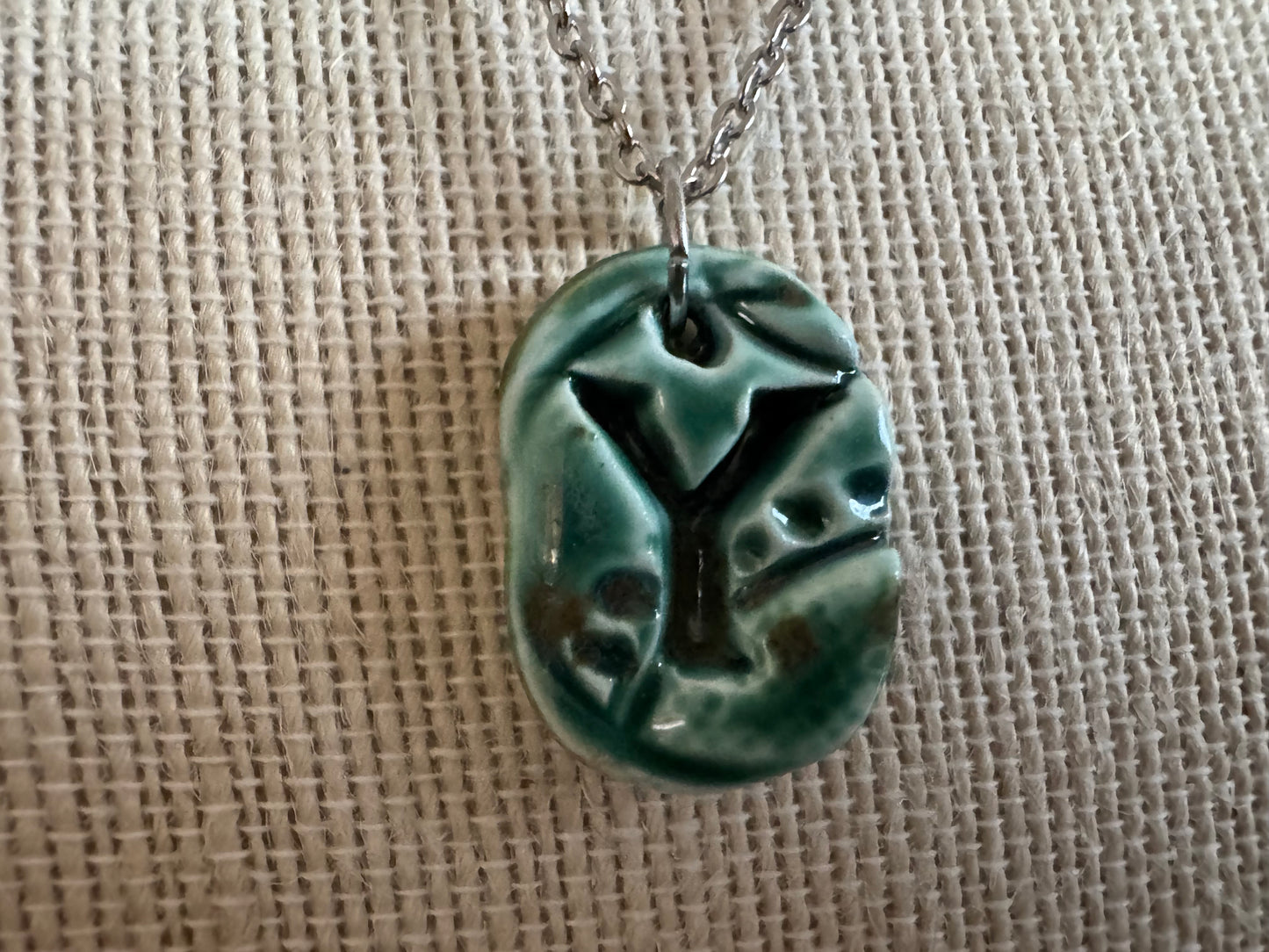 Oval Letter Y Beautiful Blue 16’ Necklace
