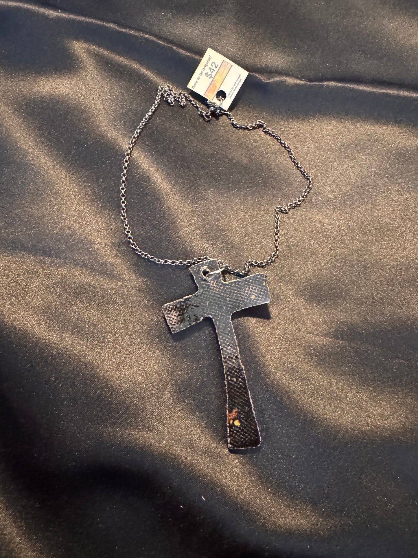 Black Midnight Eyes Cross Necklace