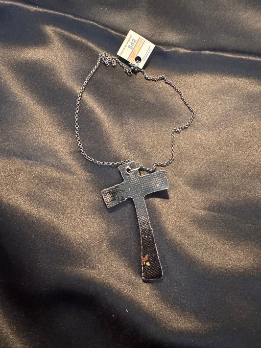 Black Midnight Eyes Cross Necklace