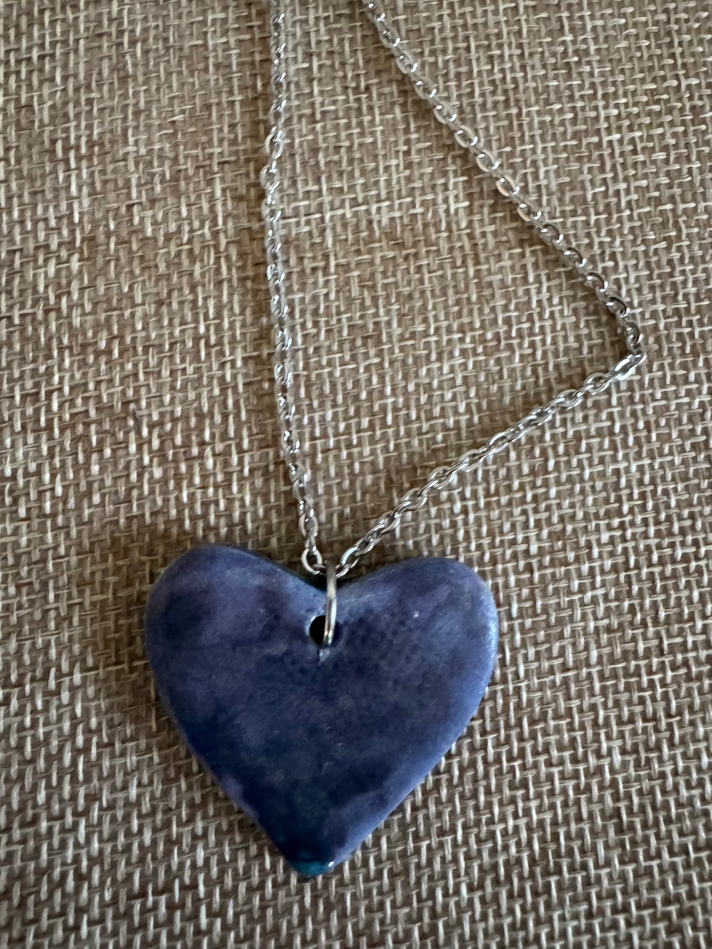 The Letter H Bluish Heart Necklace
