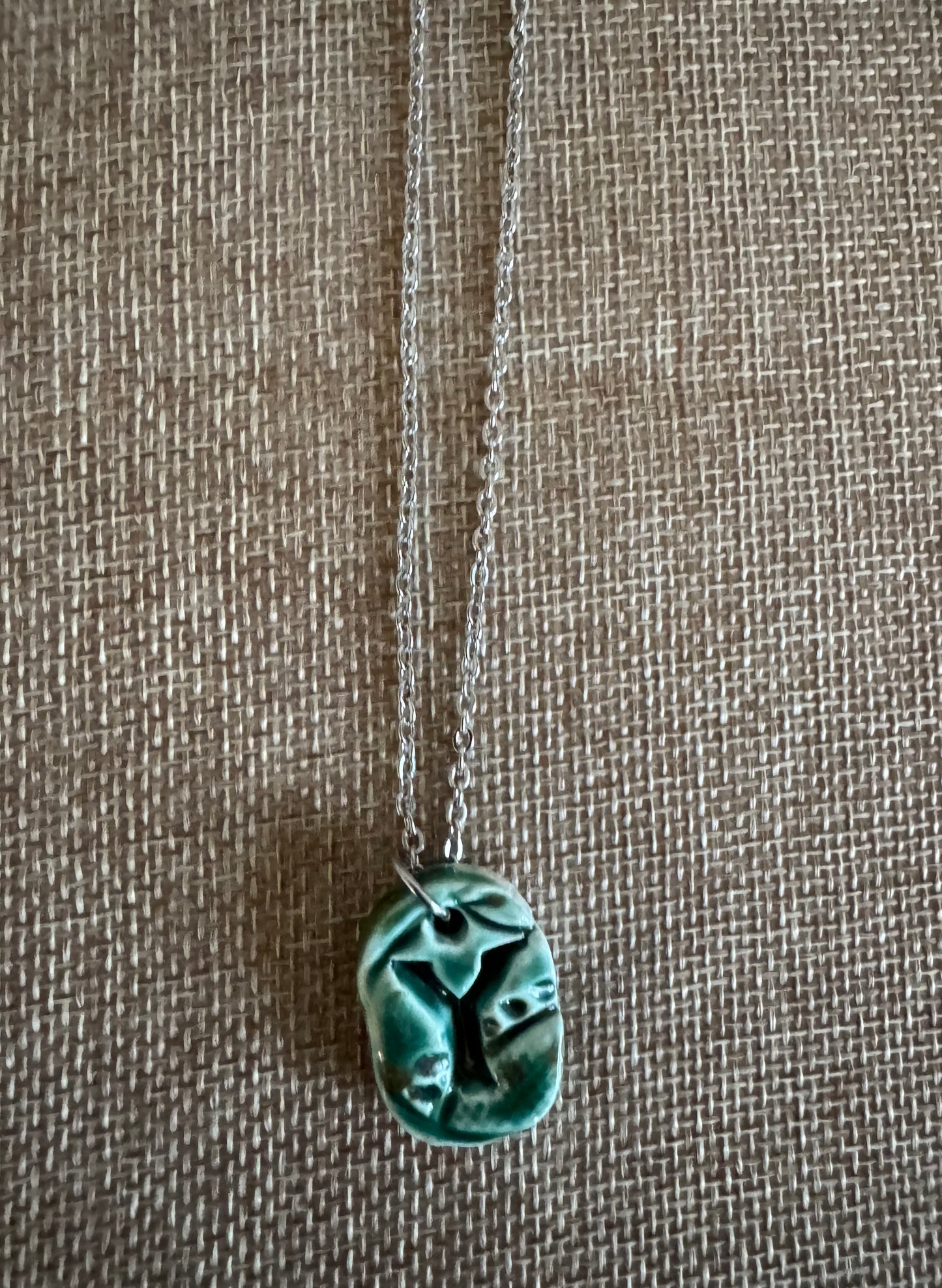 Oval Letter Y Beautiful Blue 16’ Necklace