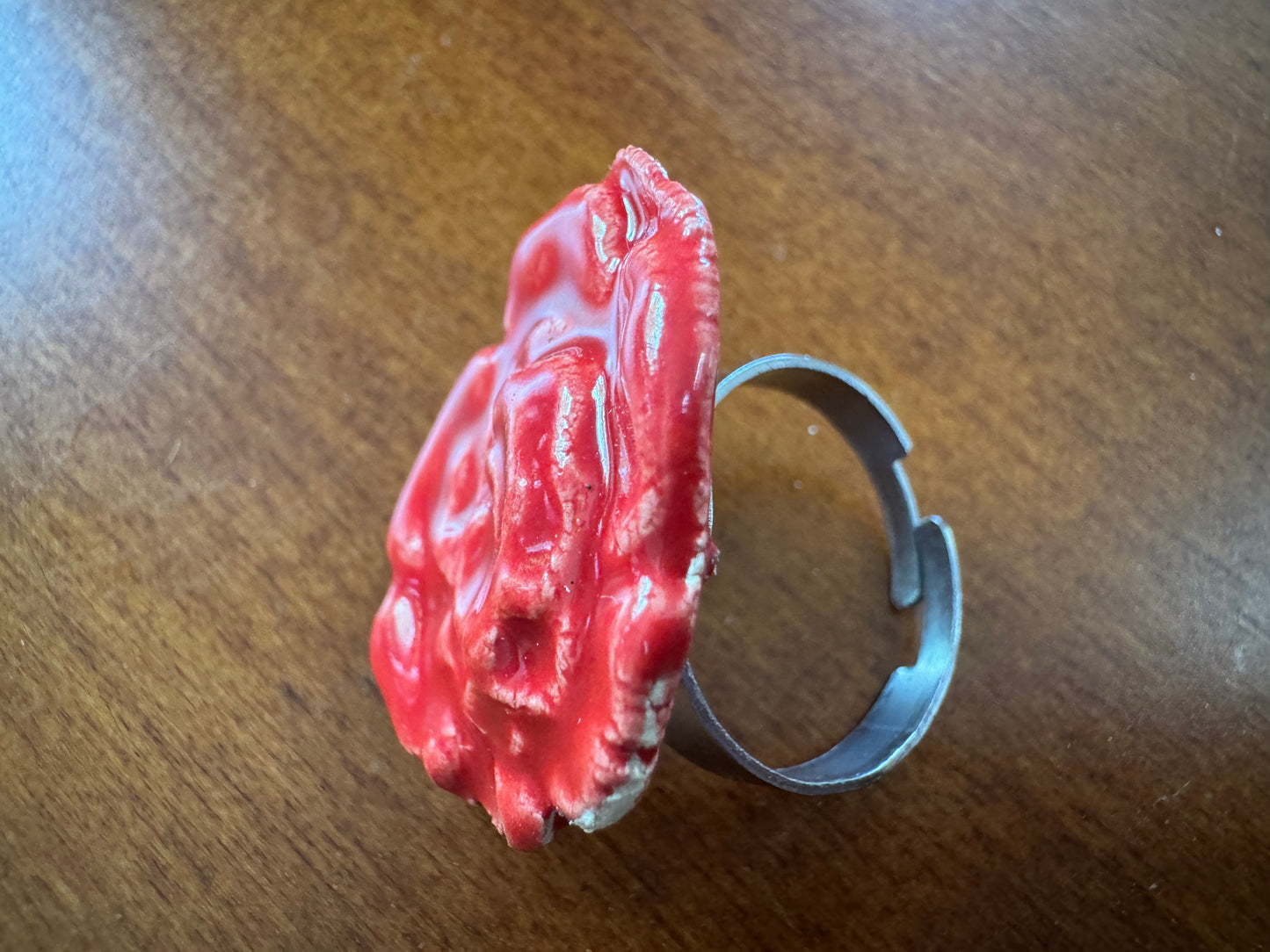 Red Ceramic Flower Ring