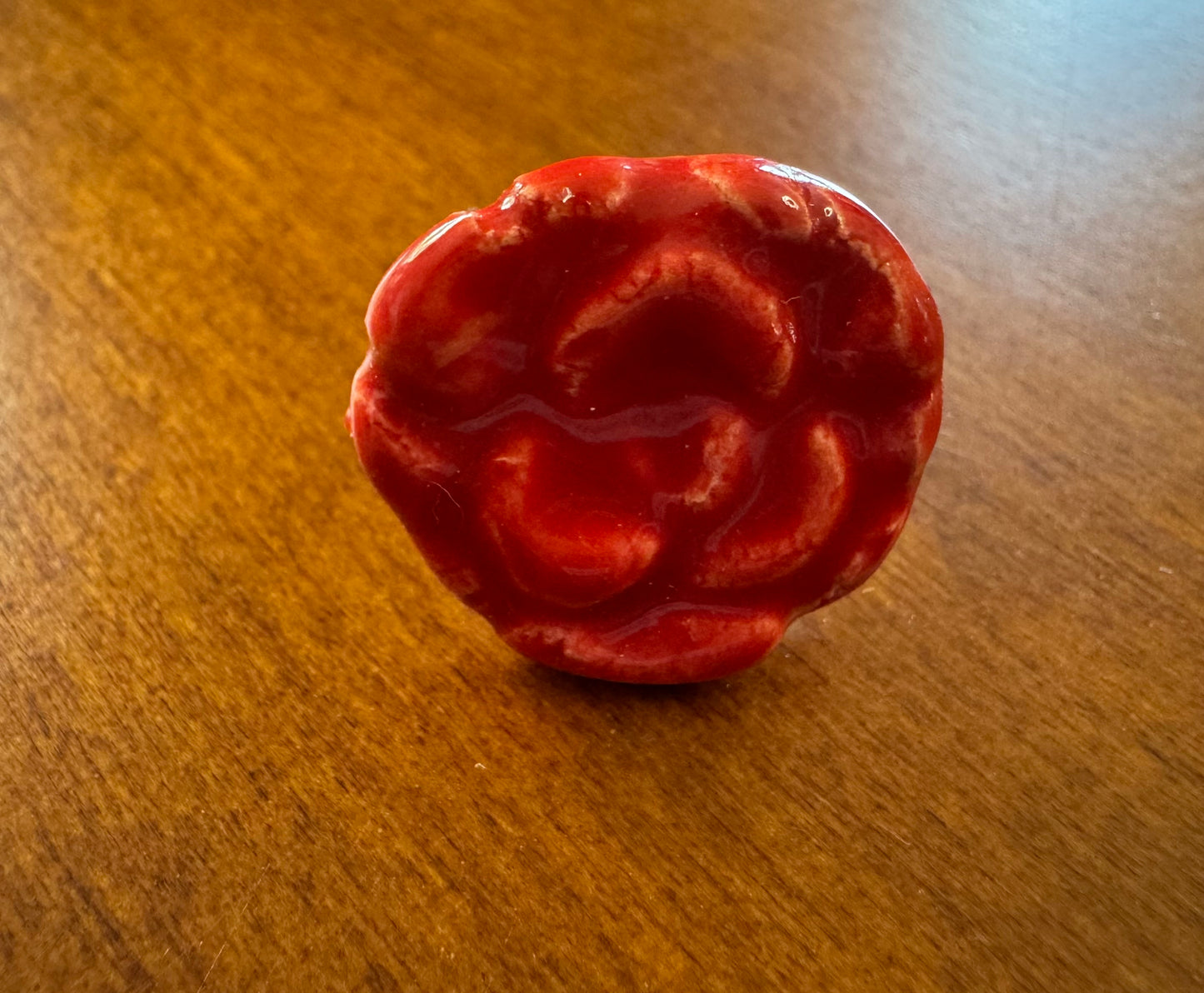 Red Ceramic Flower Ring