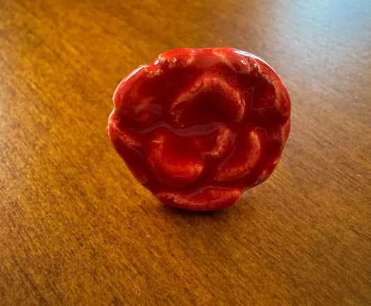 Red Ceramic Flower Ring