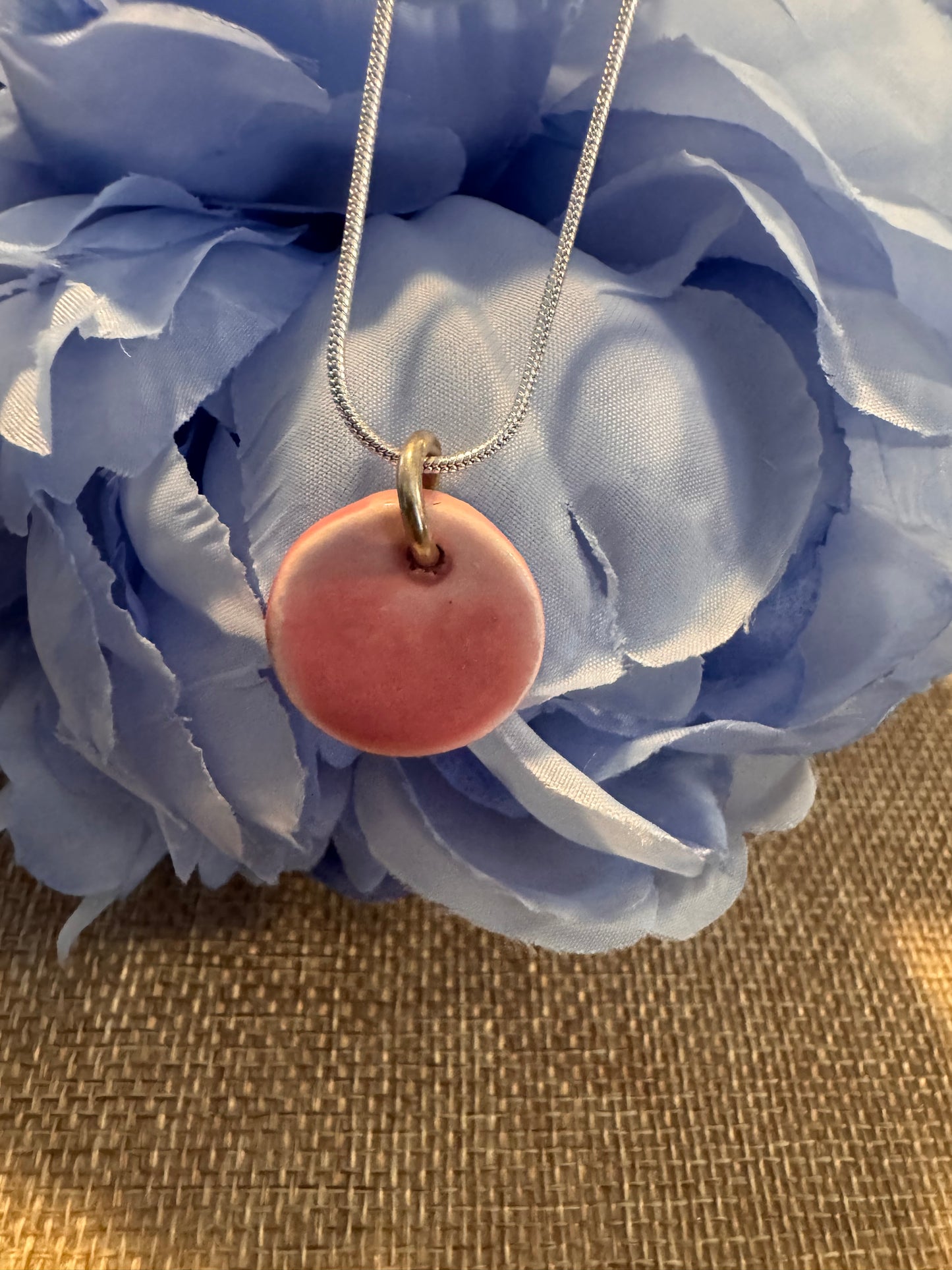 Pink Petite Ceramic Circle Necklace