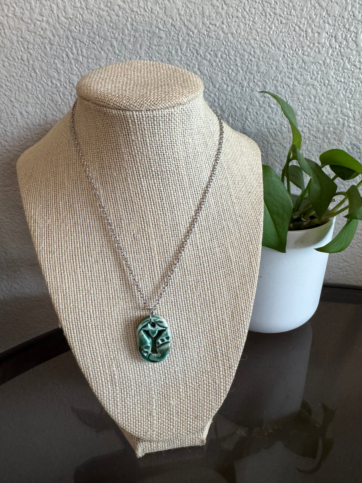 Oval Letter Y Beautiful Blue 16’ Necklace