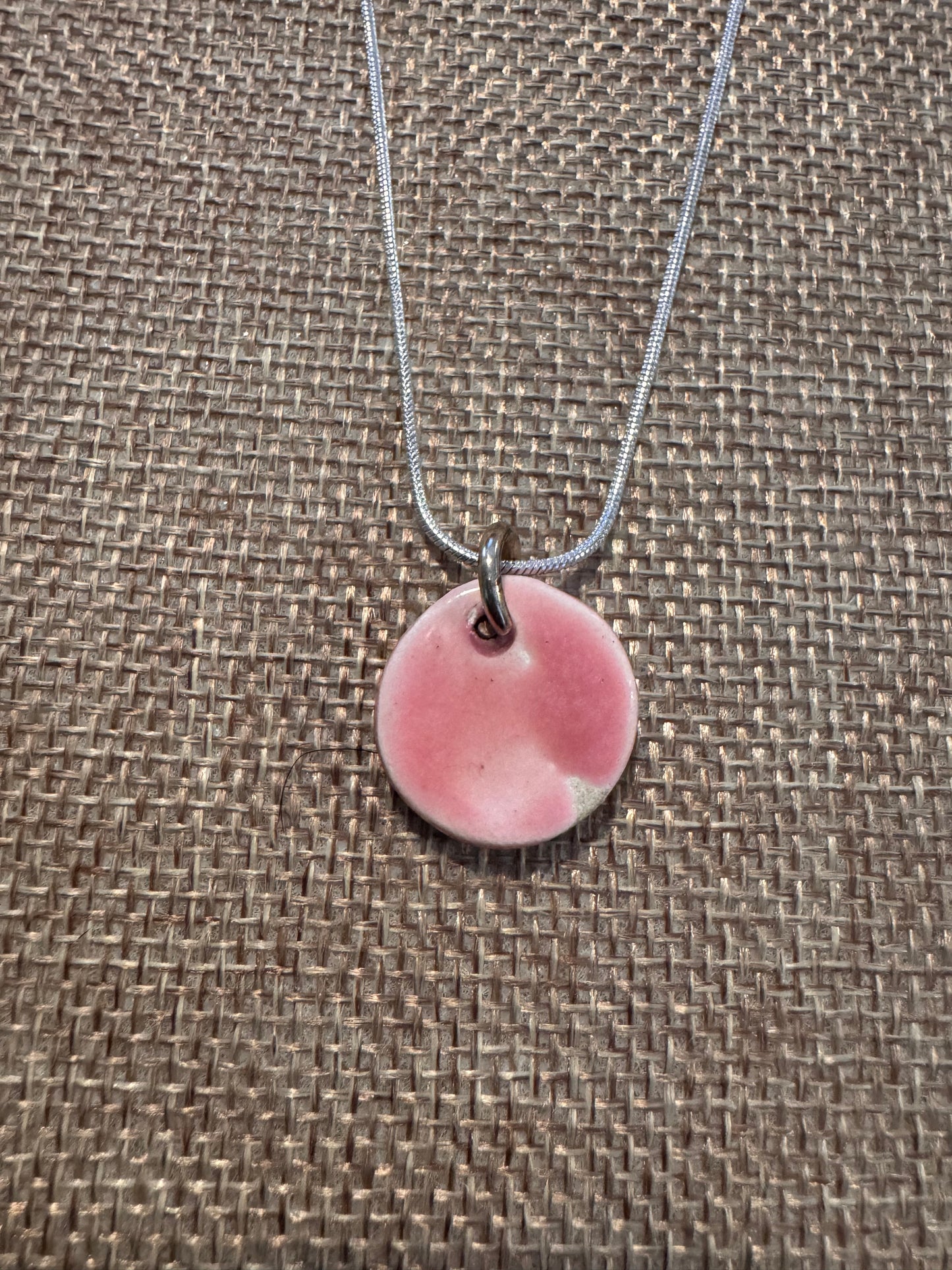 Pink Petite Ceramic Circle Necklace