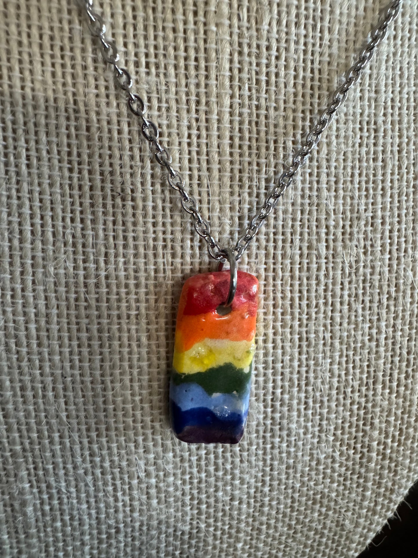 Rainbow Rectangle 16’ Necklace