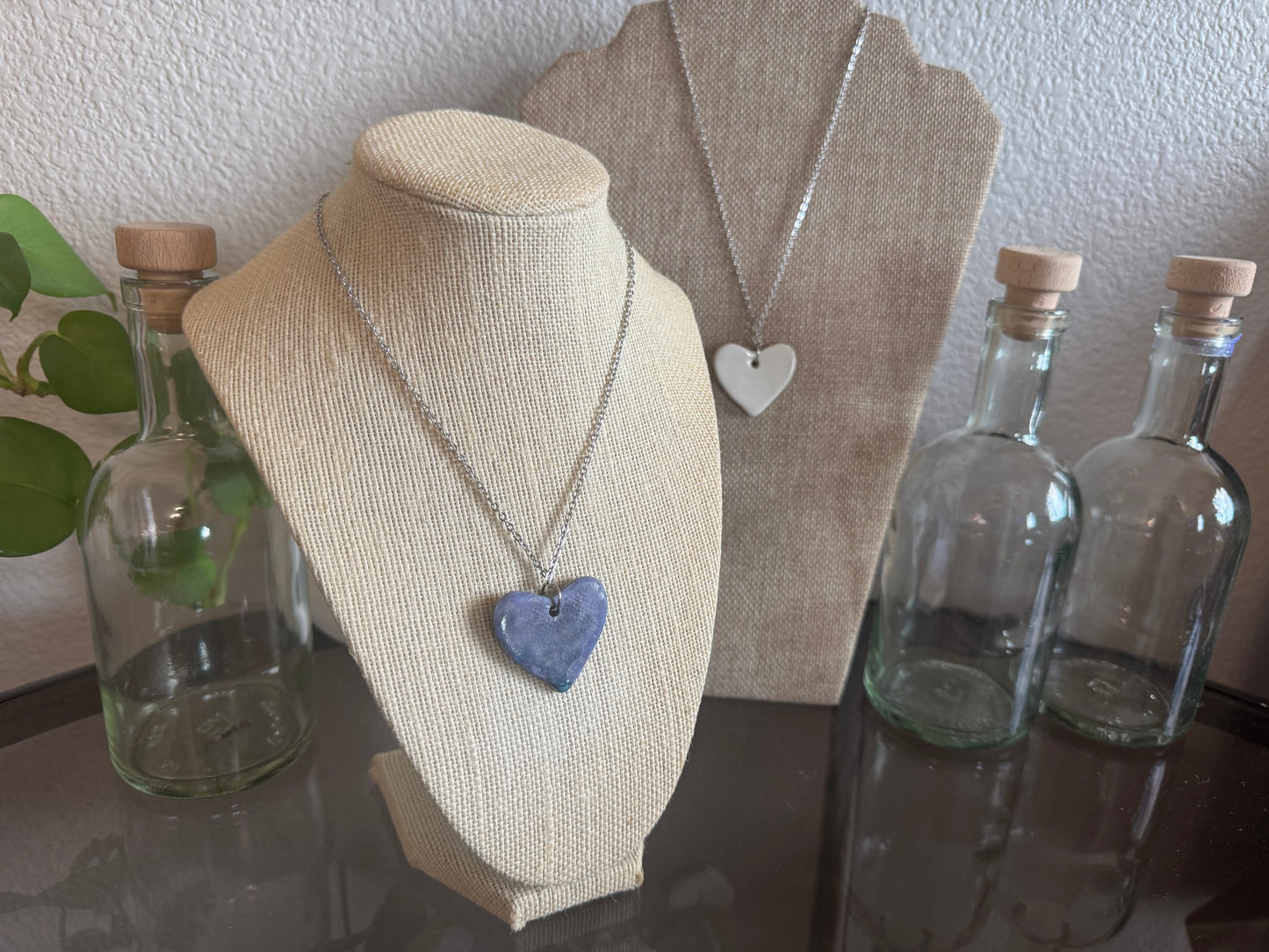 The Letter H Bluish Heart Necklace
