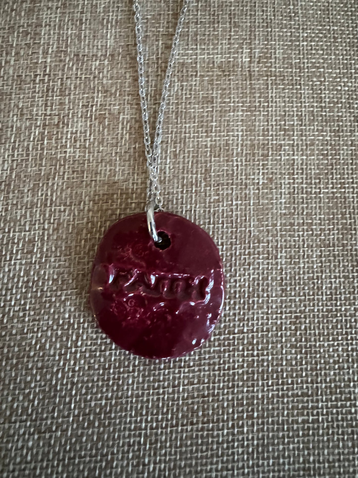 Faith Burgundy ChunkyCircle Ceramic 16’ Necklace