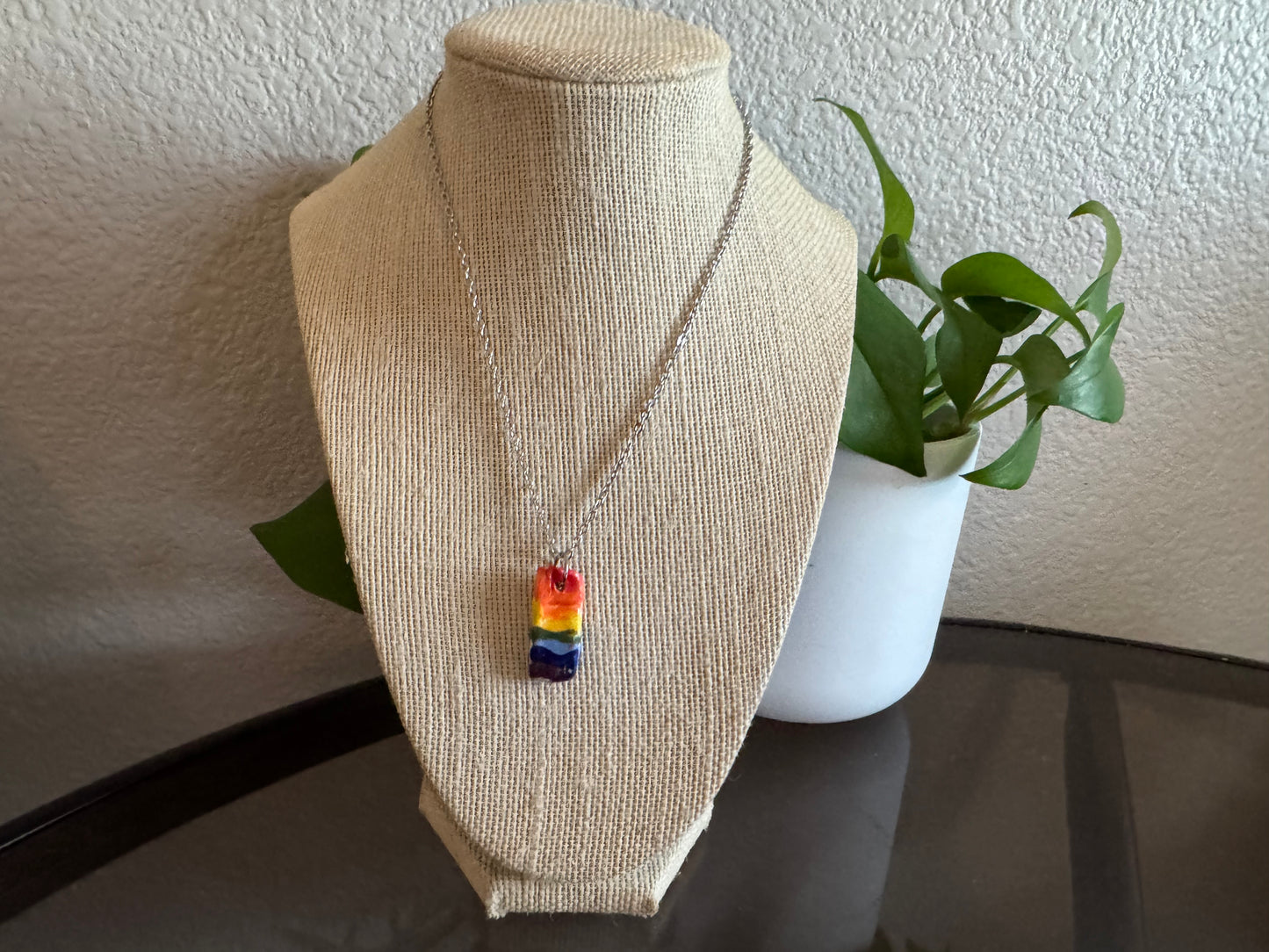 Rainbow Rectangle 16’ Necklace