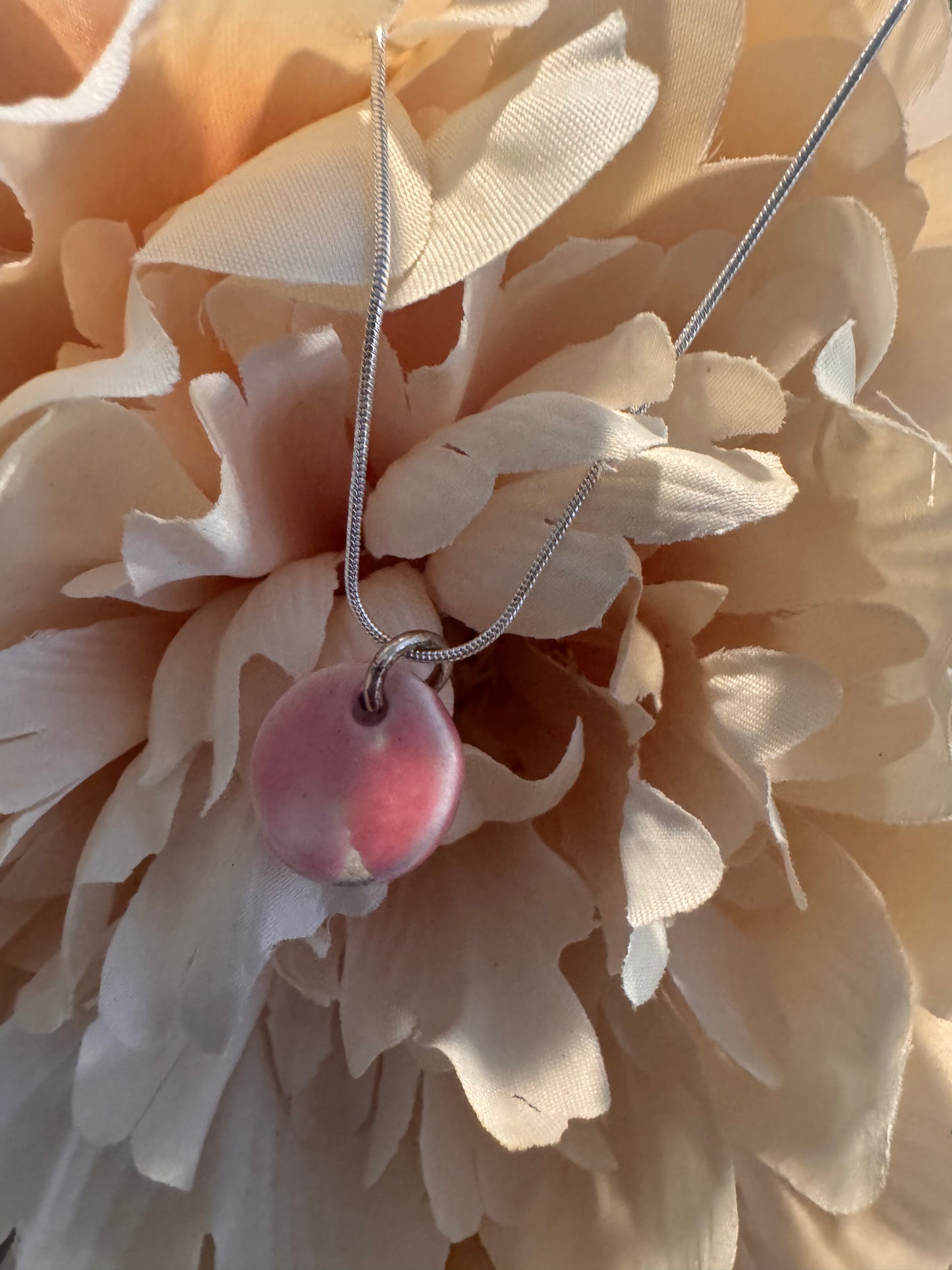 Pink Petite Ceramic Circle Necklace