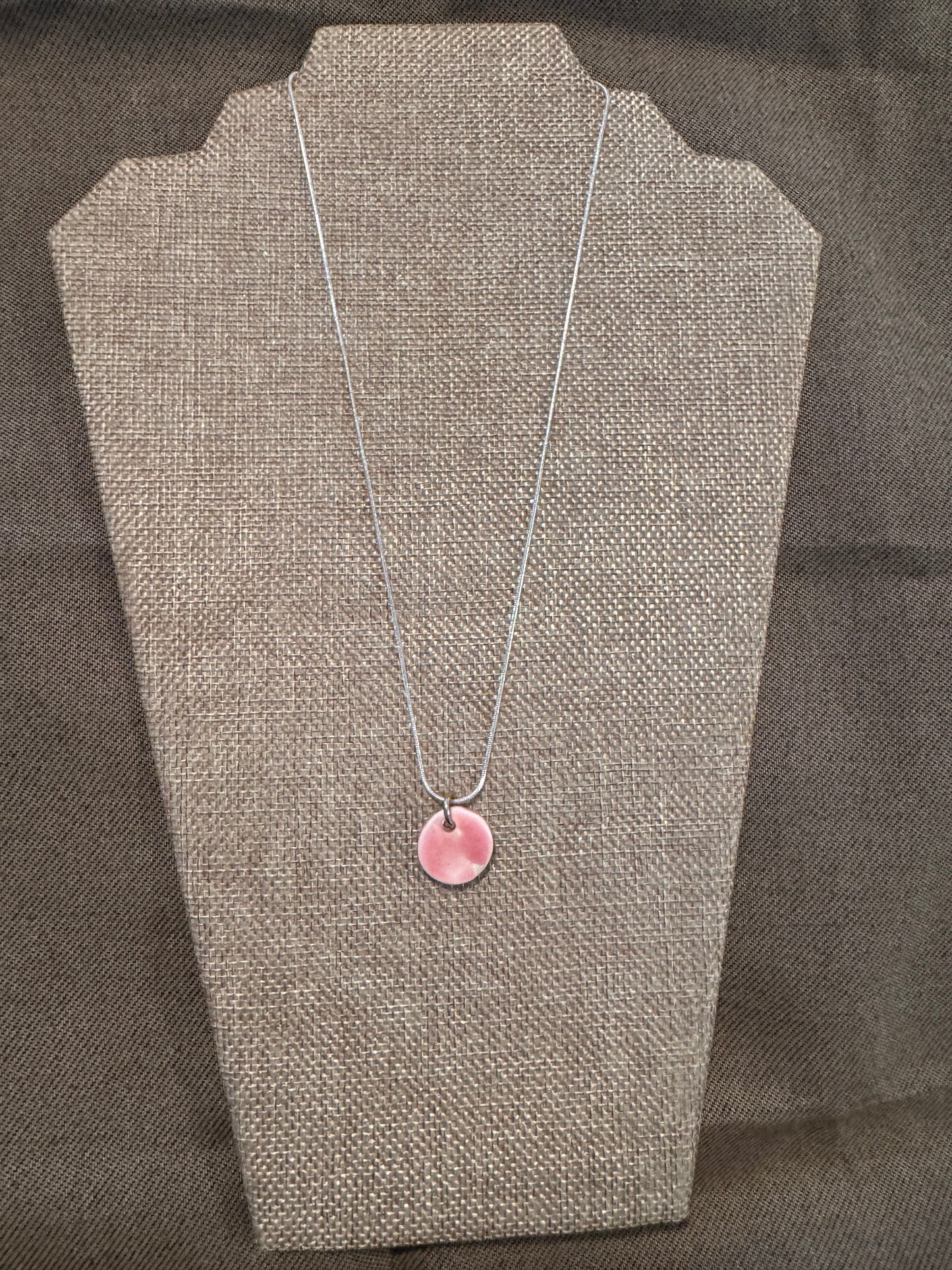Pink Petite Ceramic Circle Necklace