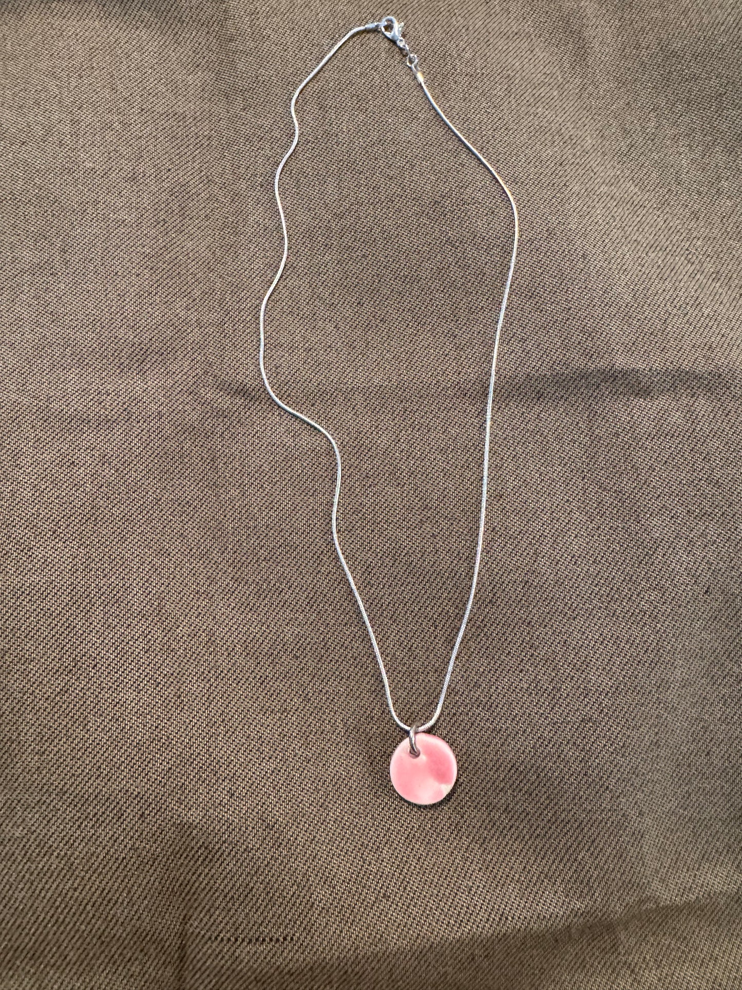 Pink Petite Ceramic Circle Necklace