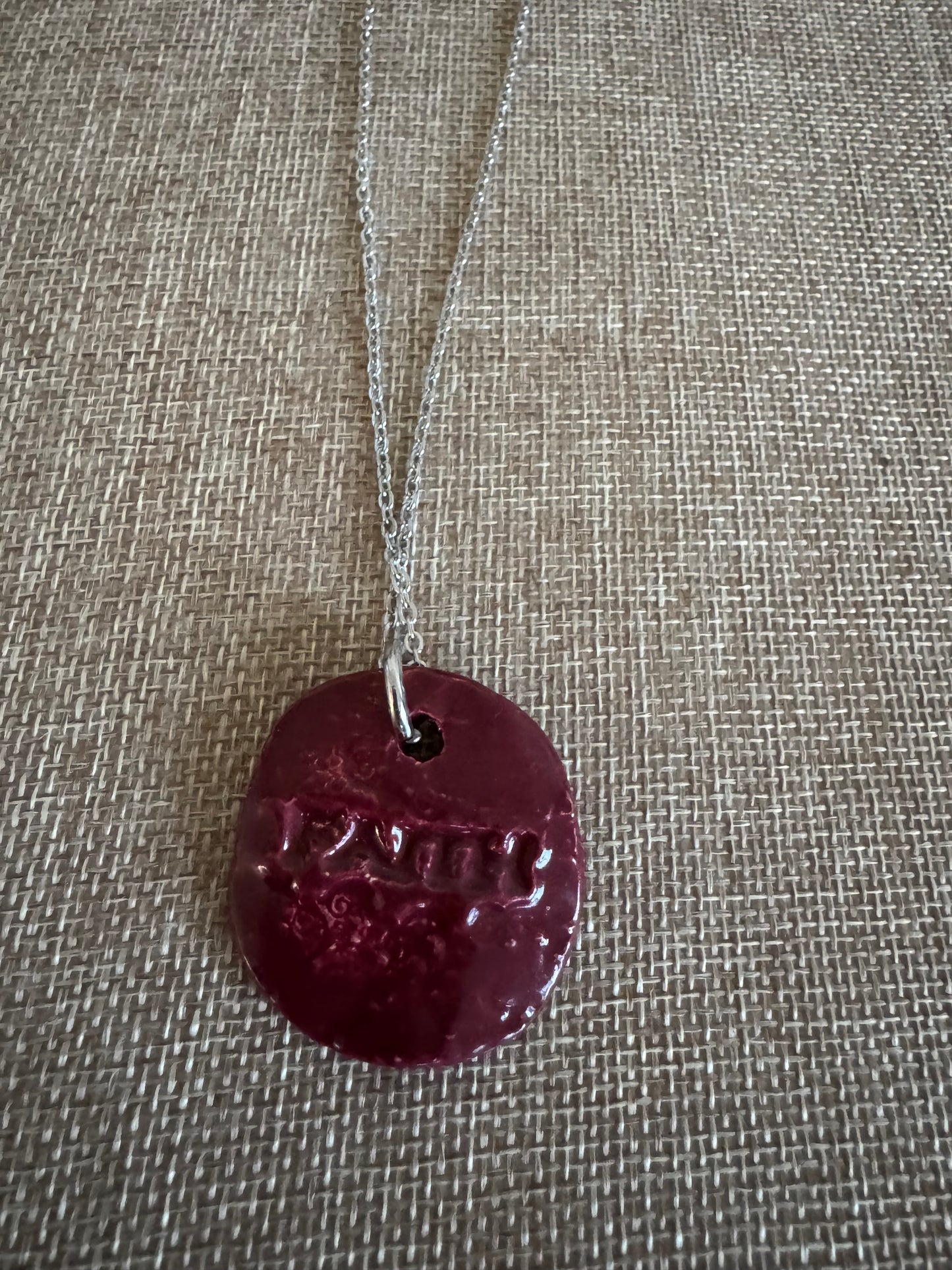 Faith Burgundy ChunkyCircle Ceramic 16’ Necklace