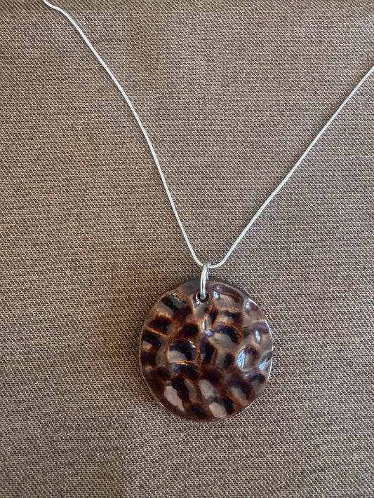 Brown Metallic Knuckle Chunky Necklace