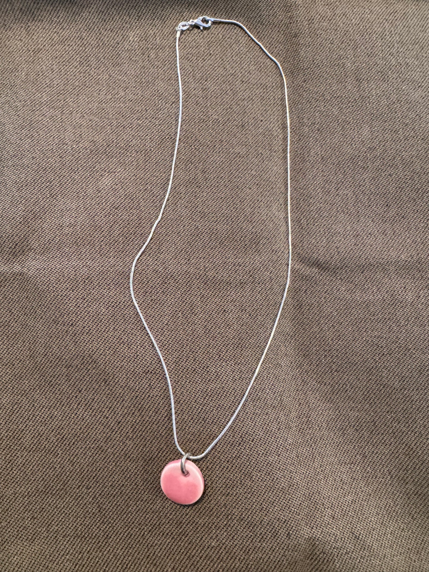 Pink Petite Ceramic Circle Necklace