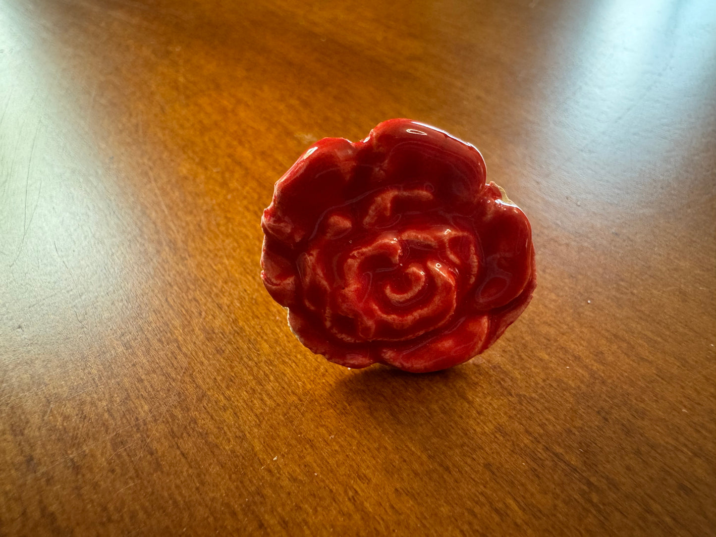Red Ceramic Flower Ring