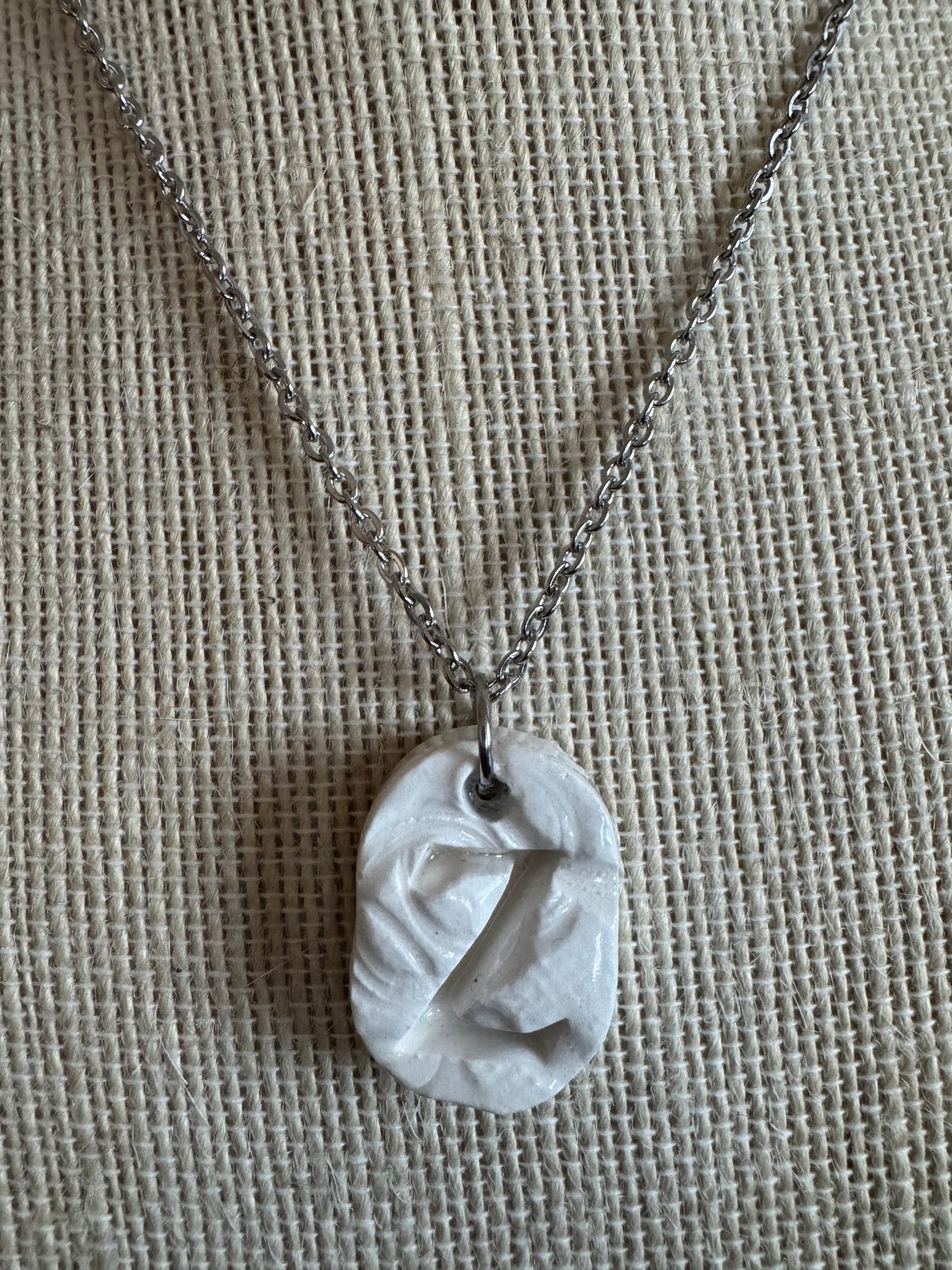 White Oval Z Necklace