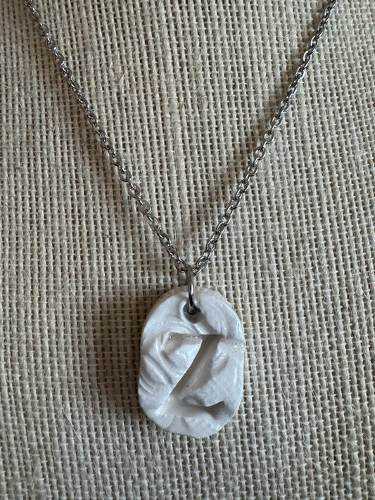 White Oval Z Necklace