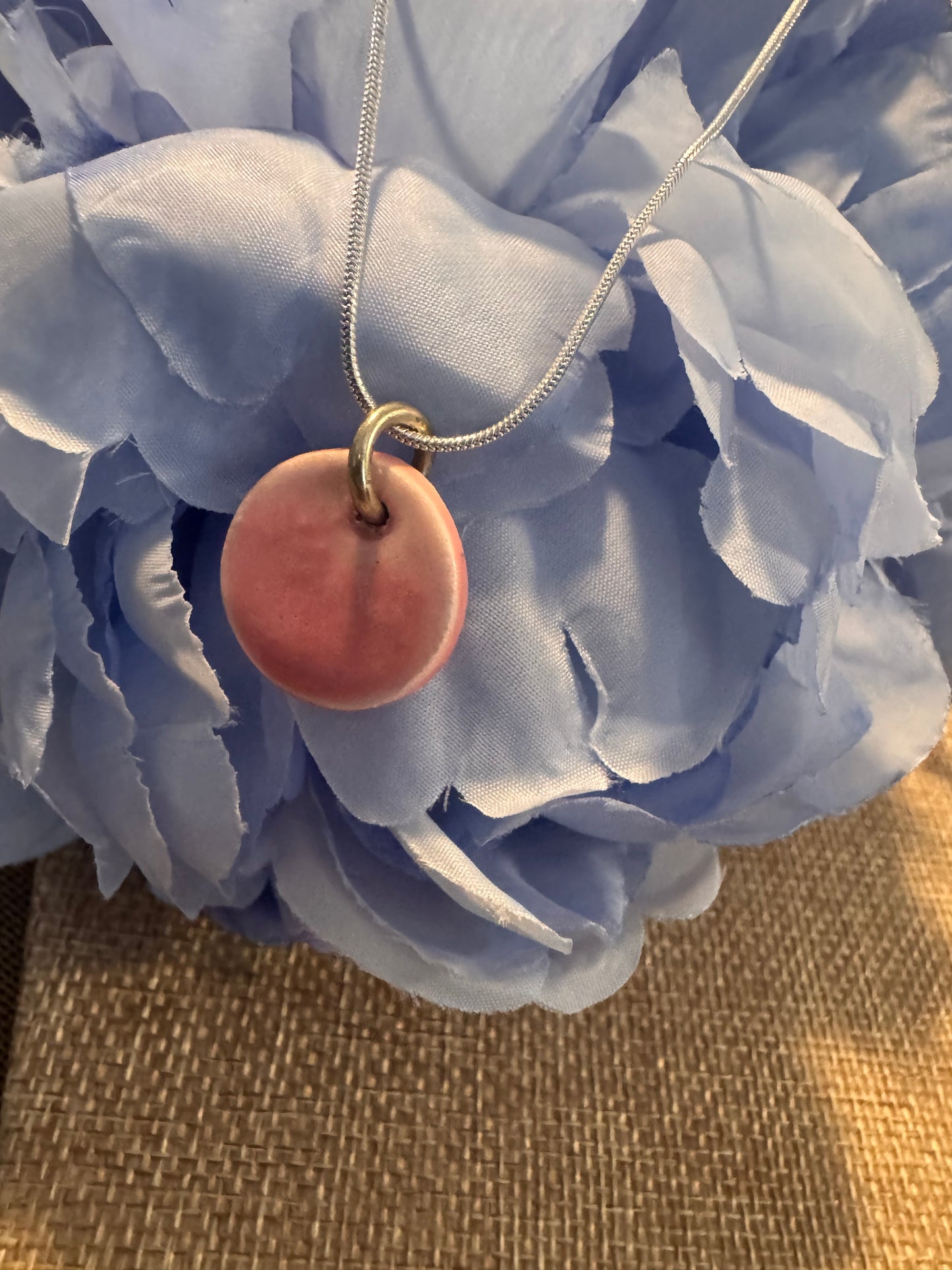 Pink Petite Ceramic Circle Necklace