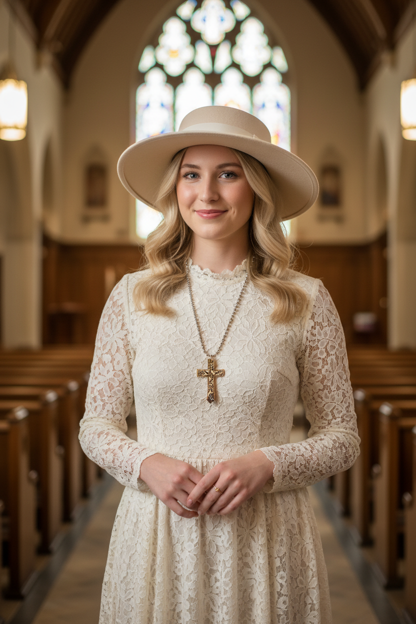 Leaf Texture Cross Necklace with Fantasy Cross back