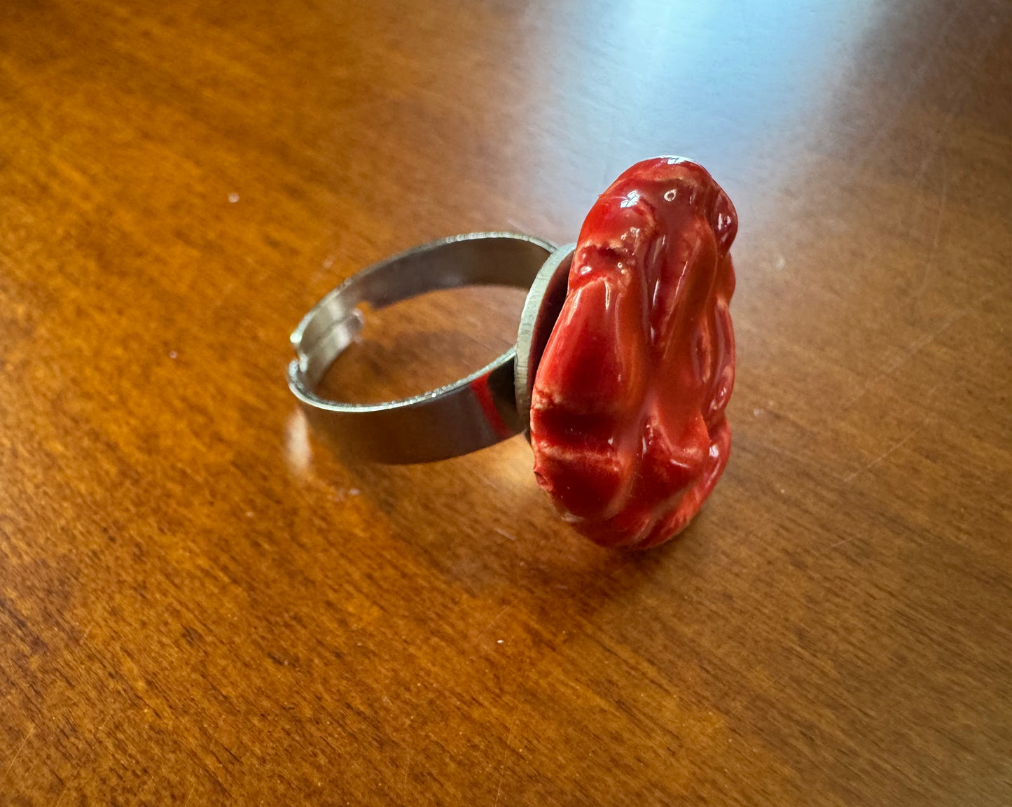 Red Ceramic Flower Ring