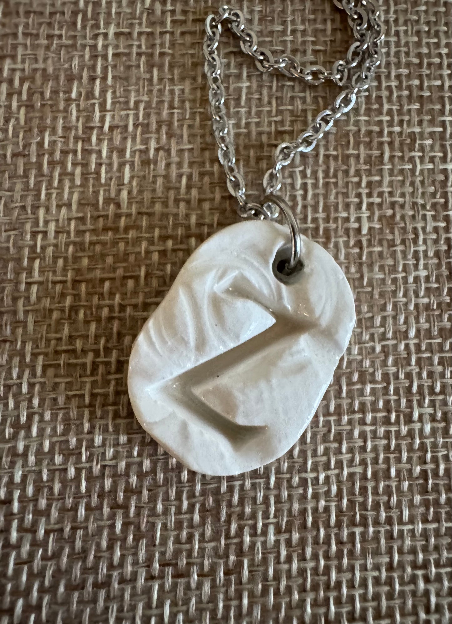 White Oval Z Necklace