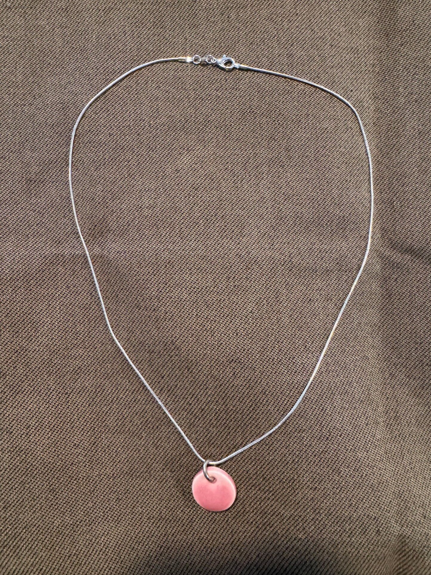 Pink Petite Ceramic Circle Necklace